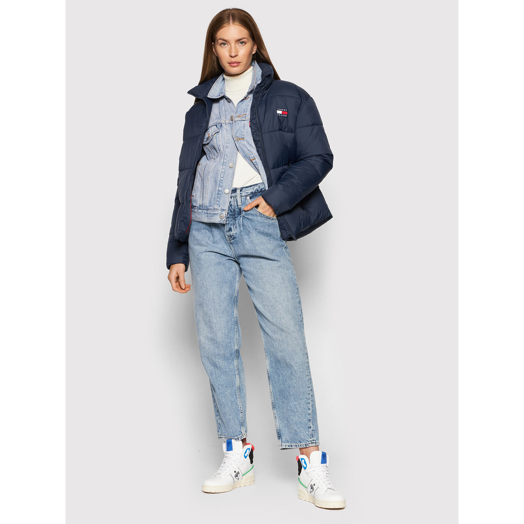 Tommy Jeans Geacă din puf Modern DW0DW11623 Bleumarin Regular Fit - Pled.ro