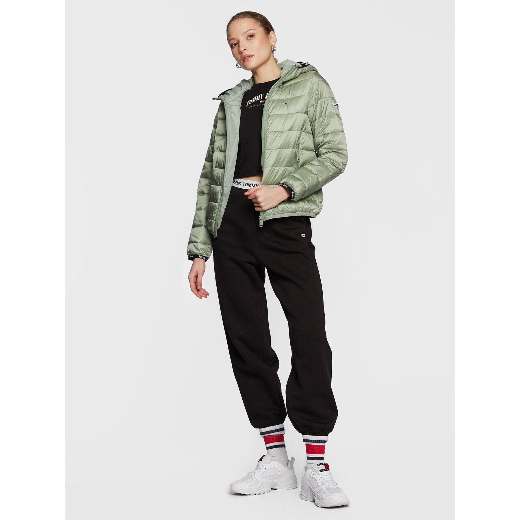 Tommy Jeans Geacă din puf Quilted Tape DW0DW15168 Verde Regular Fit - Pled.ro