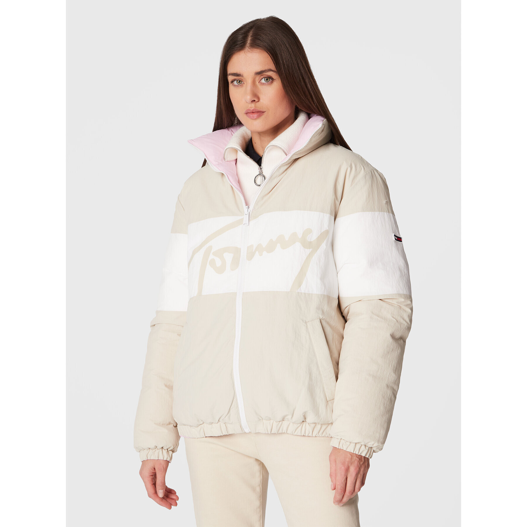 Tommy Jeans Geacă din puf Siganture DW0DW14308 Colorat Oversize - Pled.ro