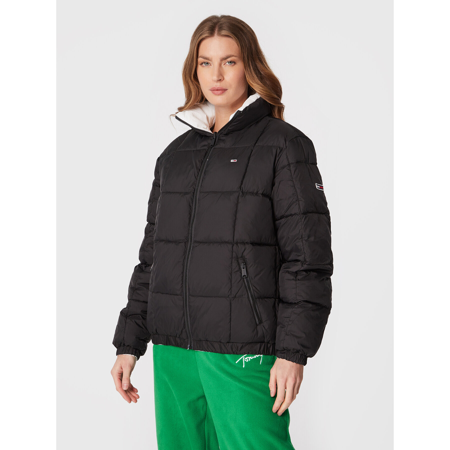 Tommy Jeans Geacă din puf Signature DW0DW14308 Alb Oversize - Pled.ro