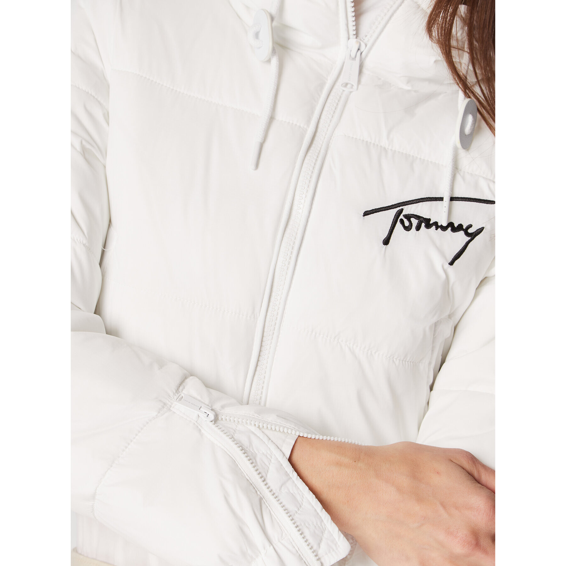 Tommy Jeans Geacă din puf Signature DW0DW14470 Alb Regular Fit - Pled.ro