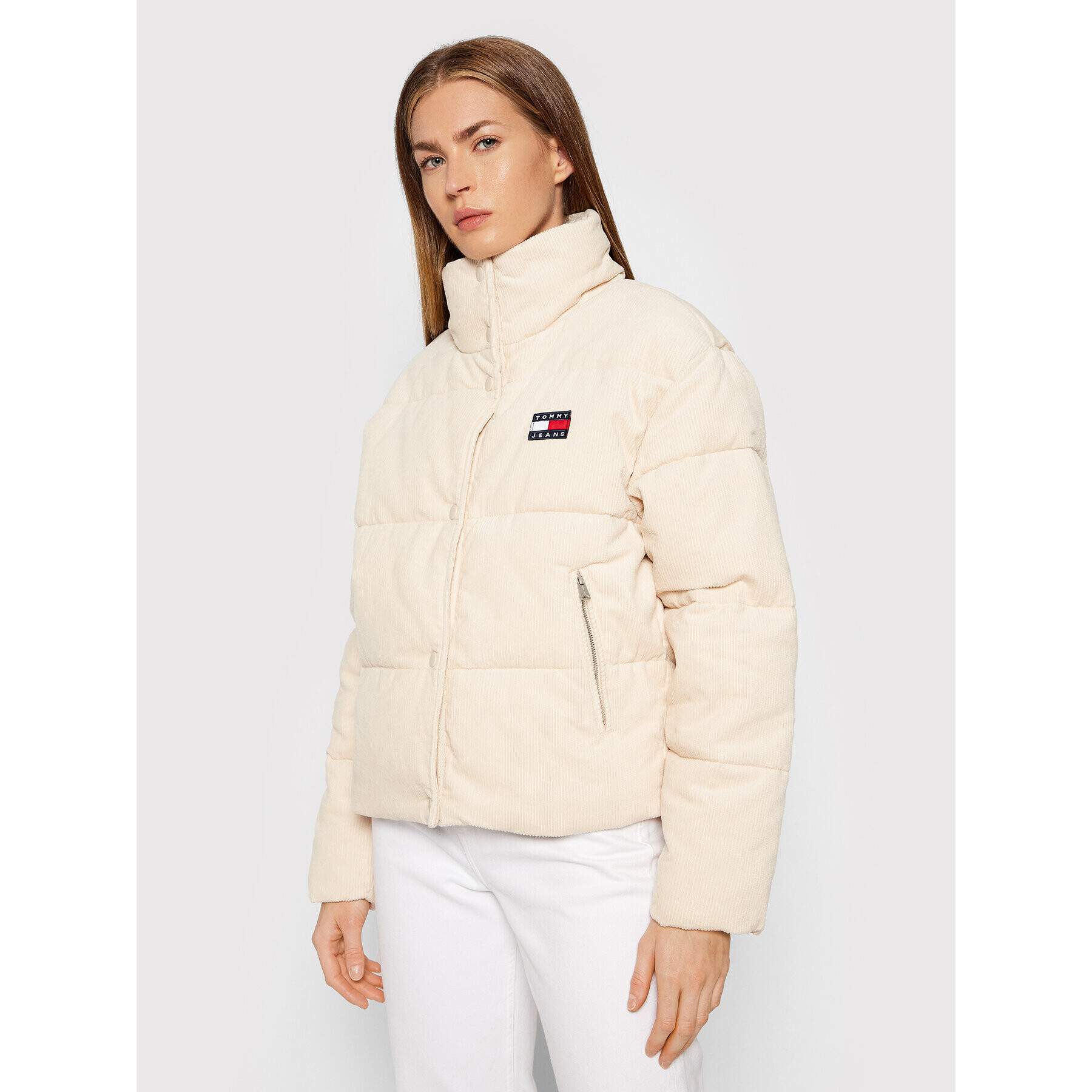 Tommy Jeans Geacă din puf Tjw Cord DW0DW11364 Bej Regular Fit - Pled.ro