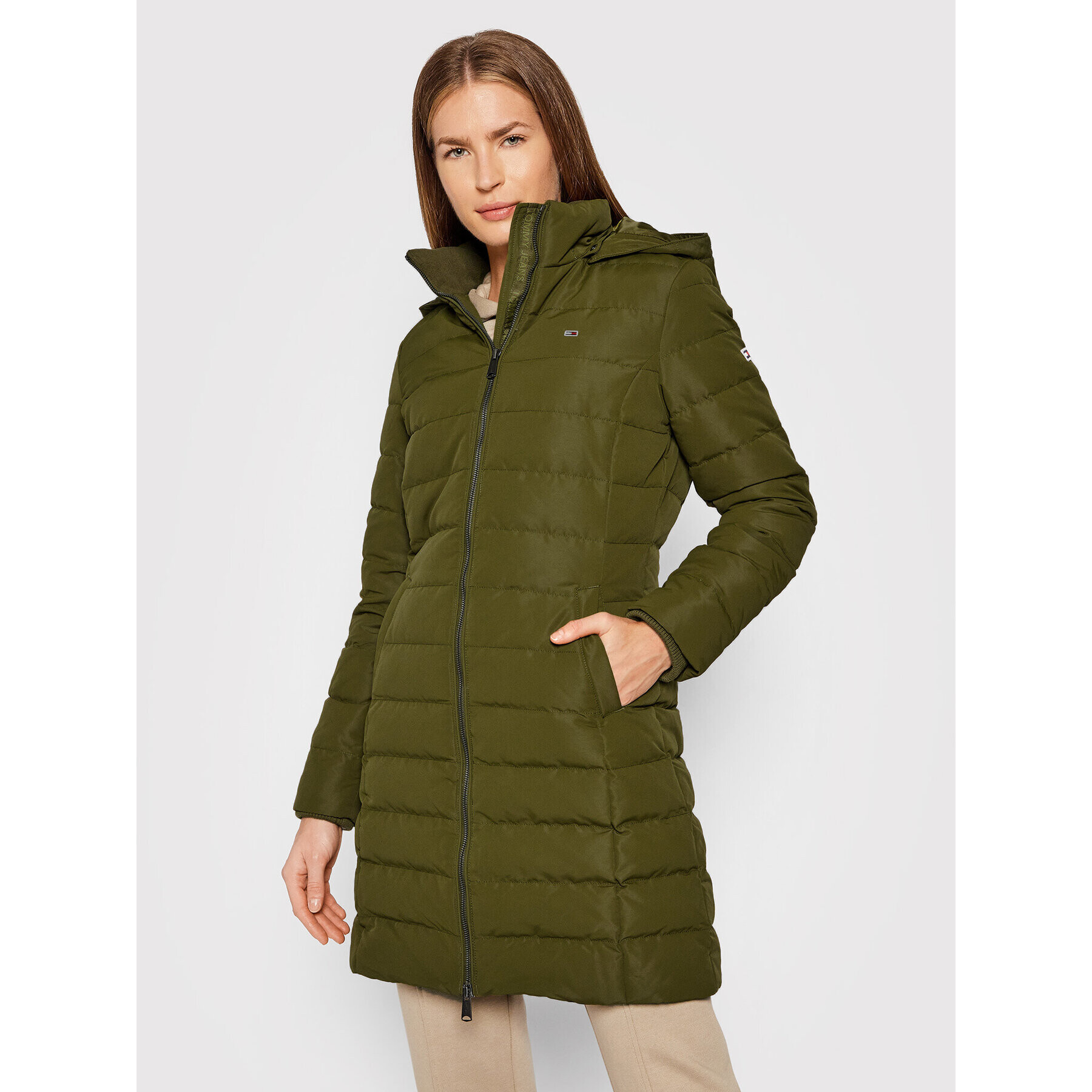 Tommy Jeans Geacă din puf Tjw Quilted DW0DW09061 Verde Slim Fit - Pled.ro