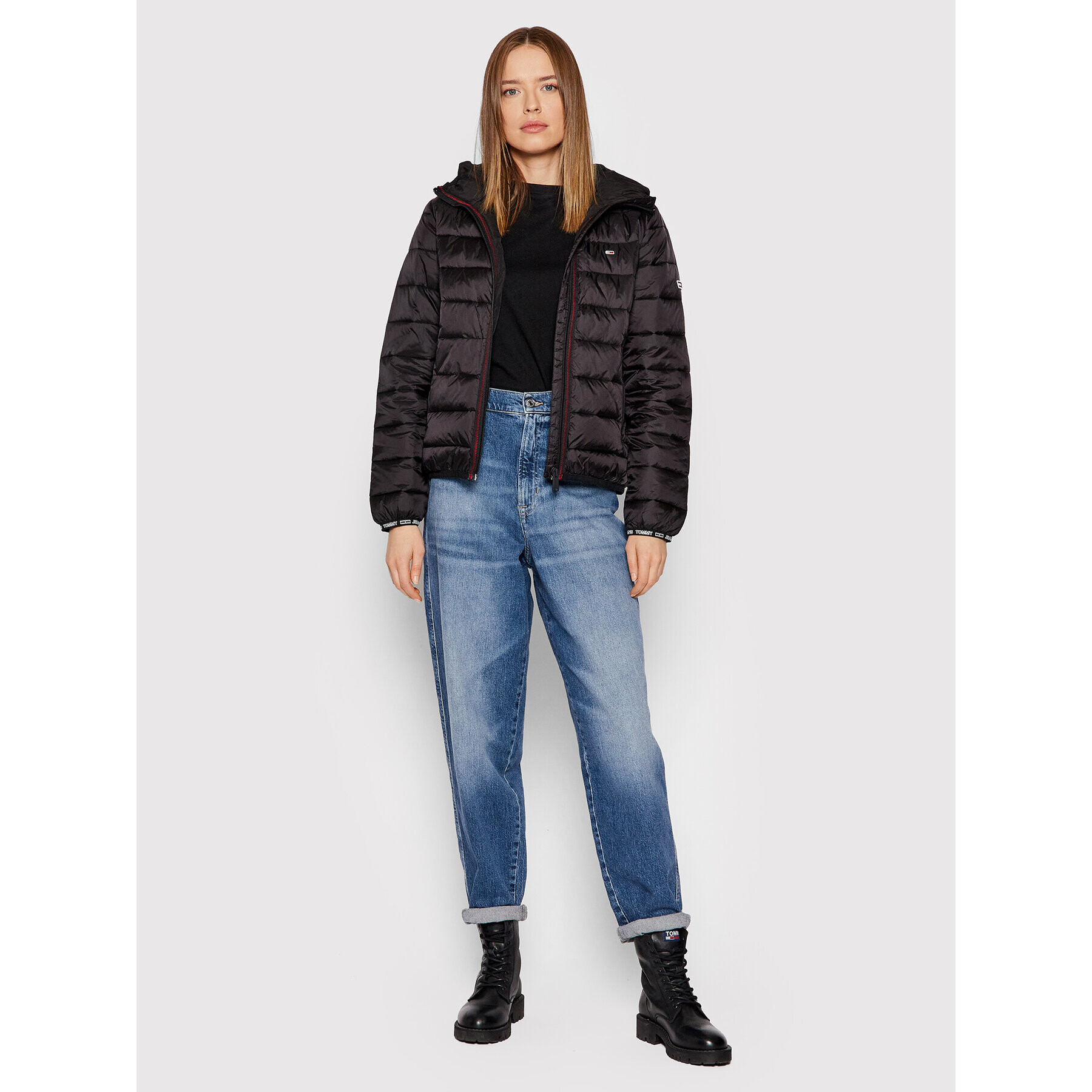 Tommy Jeans Geacă din puf Tjw Quilted Tape DW0DW09350 Negru Regular Fit - Pled.ro