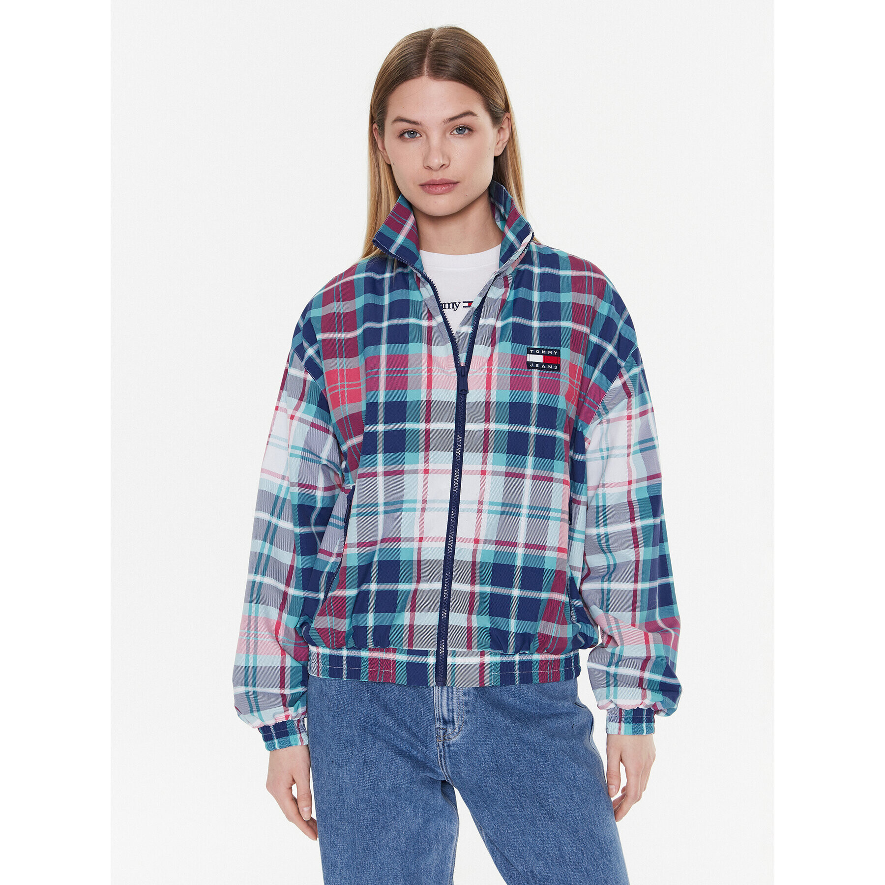 Tommy Jeans Geacă Tartan Track DW0DW14935 Colorat Regular Fit - Pled.ro