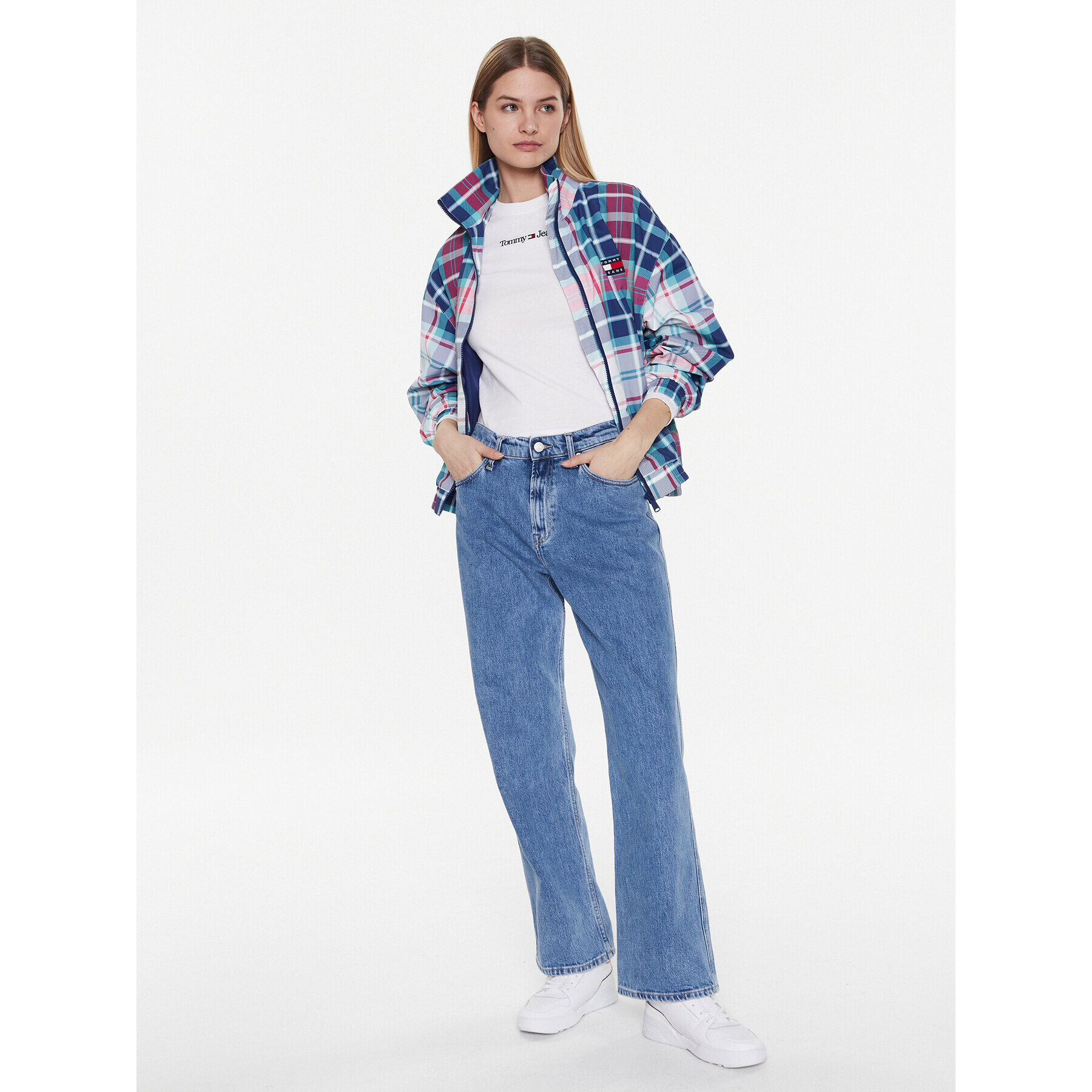 Tommy Jeans Geacă Tartan Track DW0DW14935 Colorat Regular Fit - Pled.ro