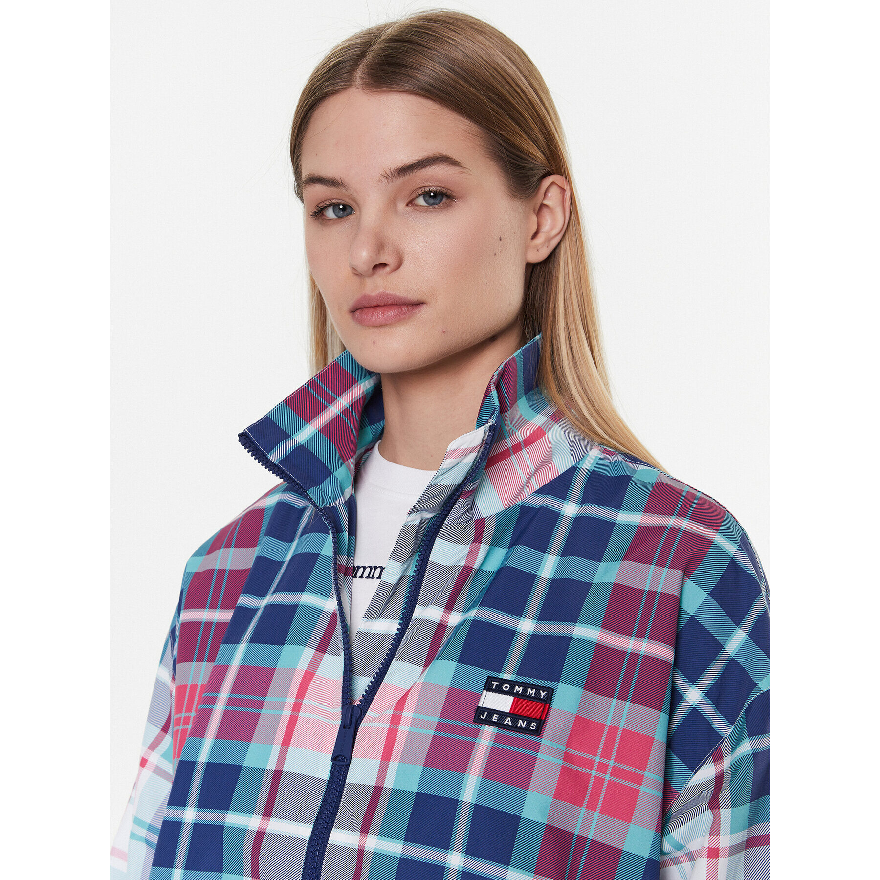 Tommy Jeans Geacă Tartan Track DW0DW14935 Colorat Regular Fit - Pled.ro