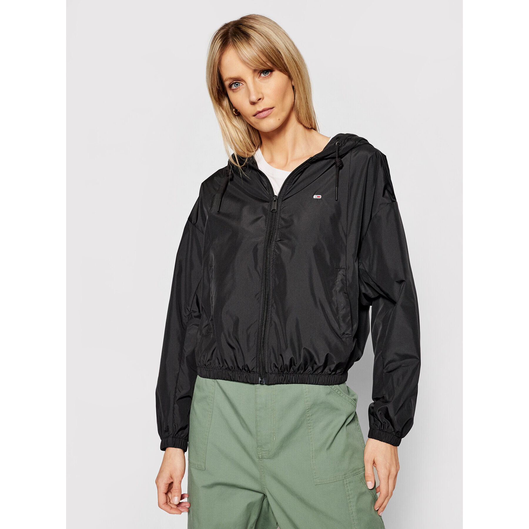 Tommy Jeans Geacă Yoke Tape Rib Windbreaker DW0DW09833 Negru Regular Fit - Pled.ro