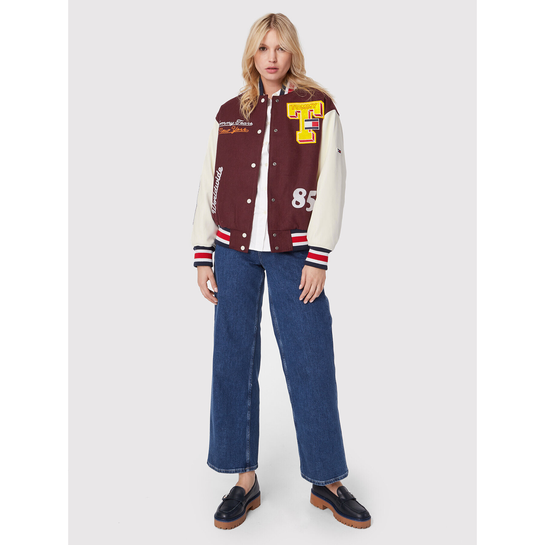 Tommy Jeans Geacă bomber Tjw Letterman DW0DW14293 Vișiniu Relaxed Fit - Pled.ro