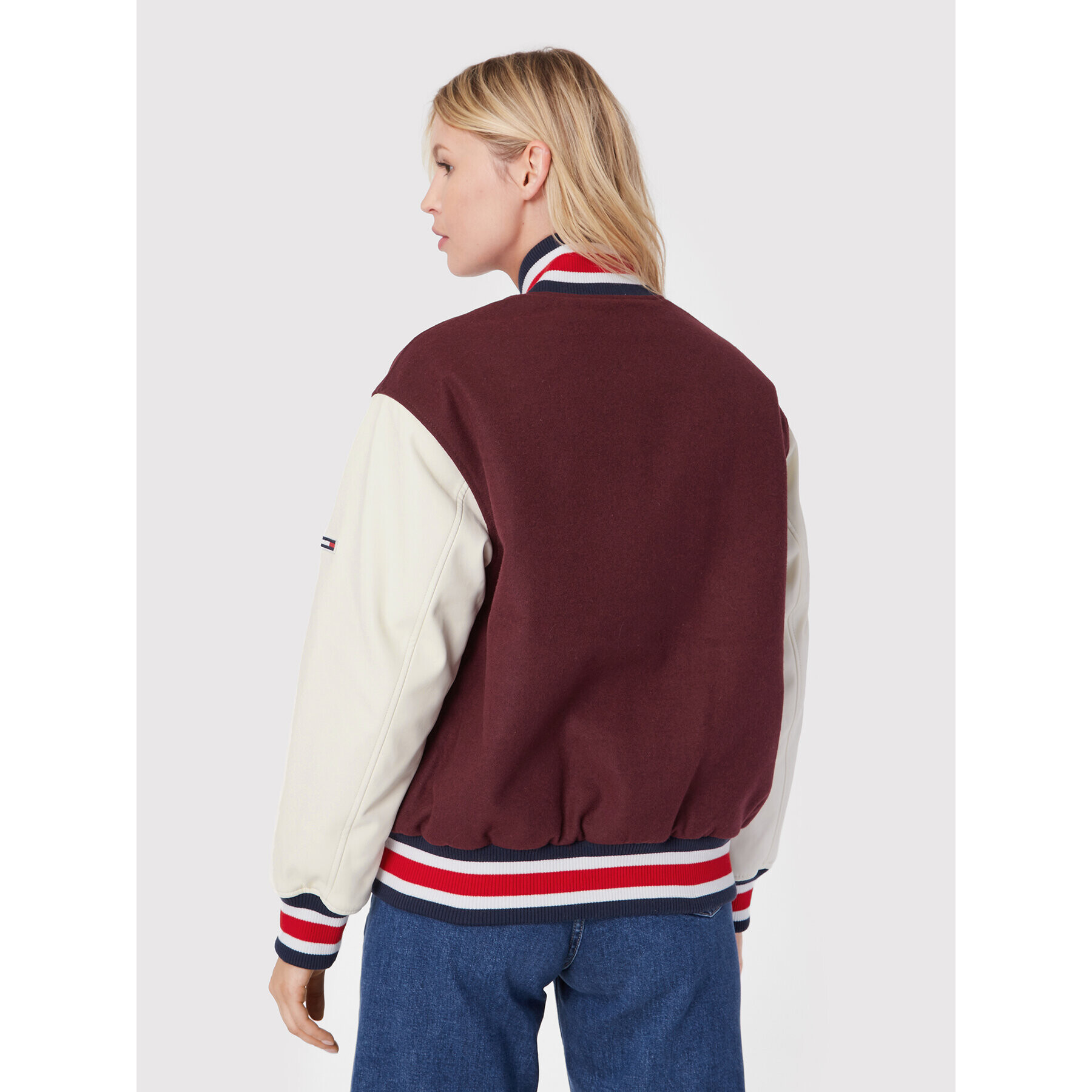 Tommy Jeans Geacă bomber Tjw Letterman DW0DW14293 Vișiniu Relaxed Fit - Pled.ro