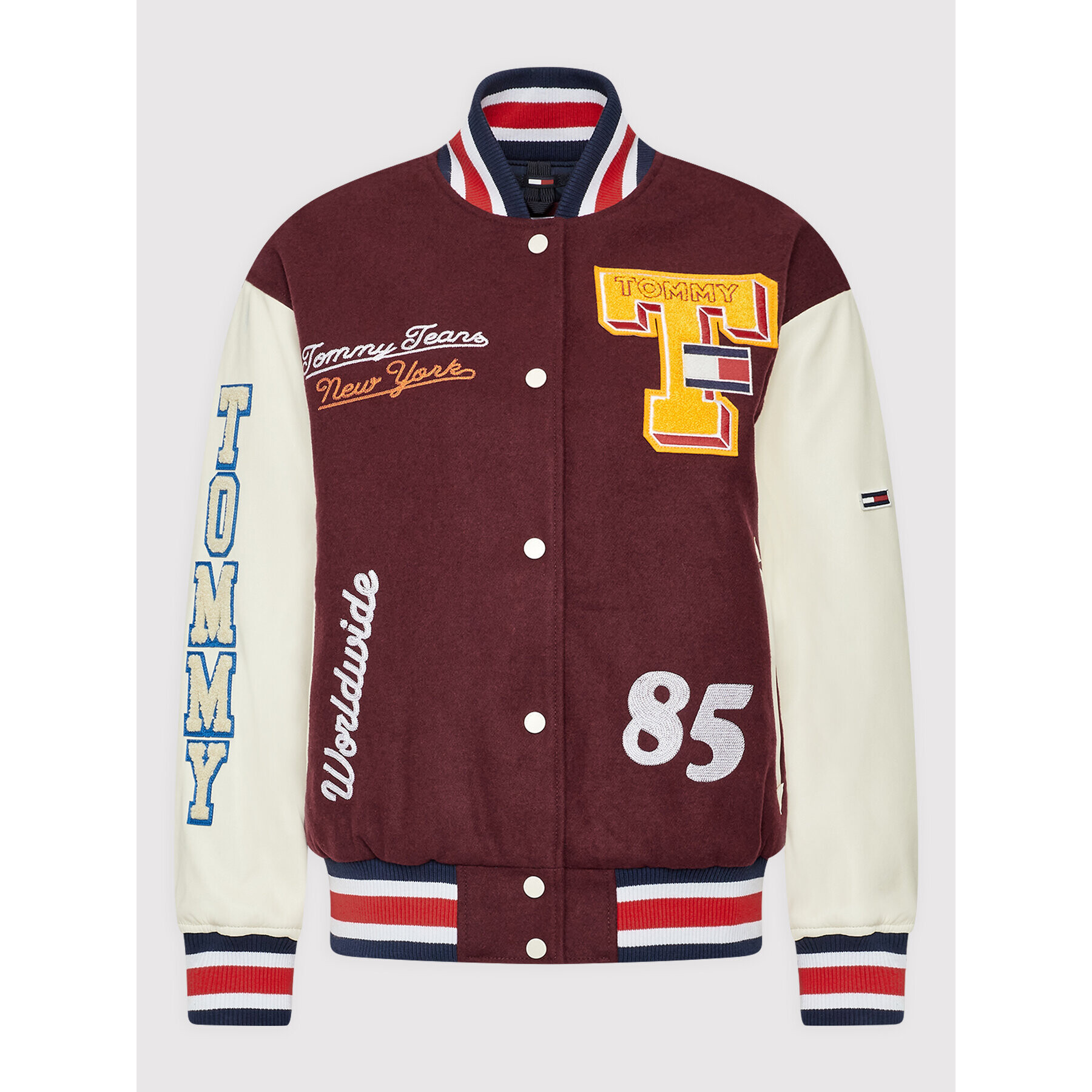 Tommy Jeans Geacă bomber Tjw Letterman DW0DW14293 Vișiniu Relaxed Fit - Pled.ro