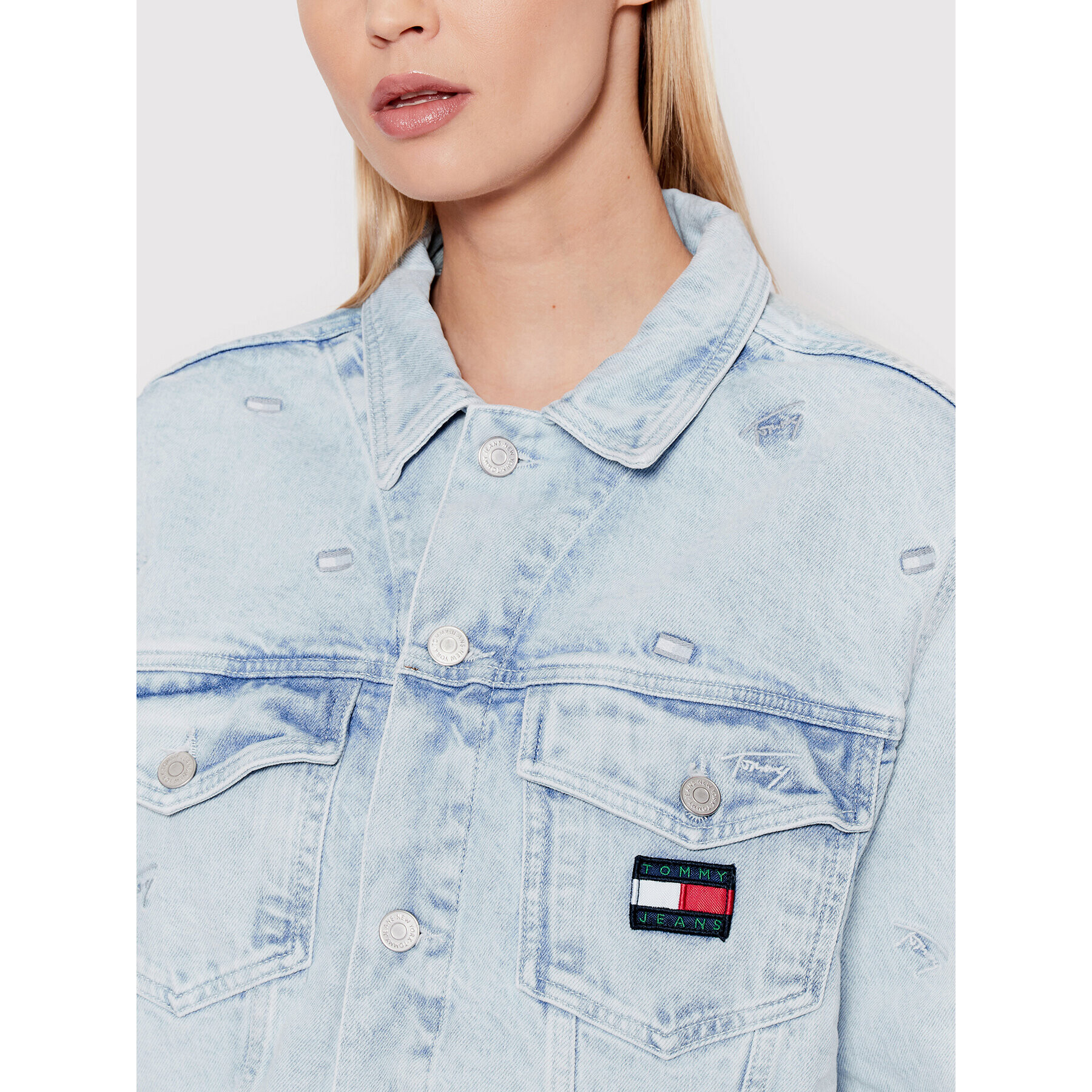 Tommy Jeans Geacă de blugi Trucker DW0DW12413 Albastru Oversize - Pled.ro