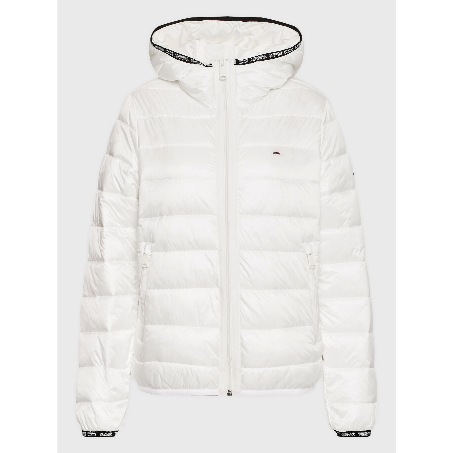 Tommy Jeans Geacă din puf Quilted Tape DW0DW09350 Alb Relaxed Fit - Pled.ro