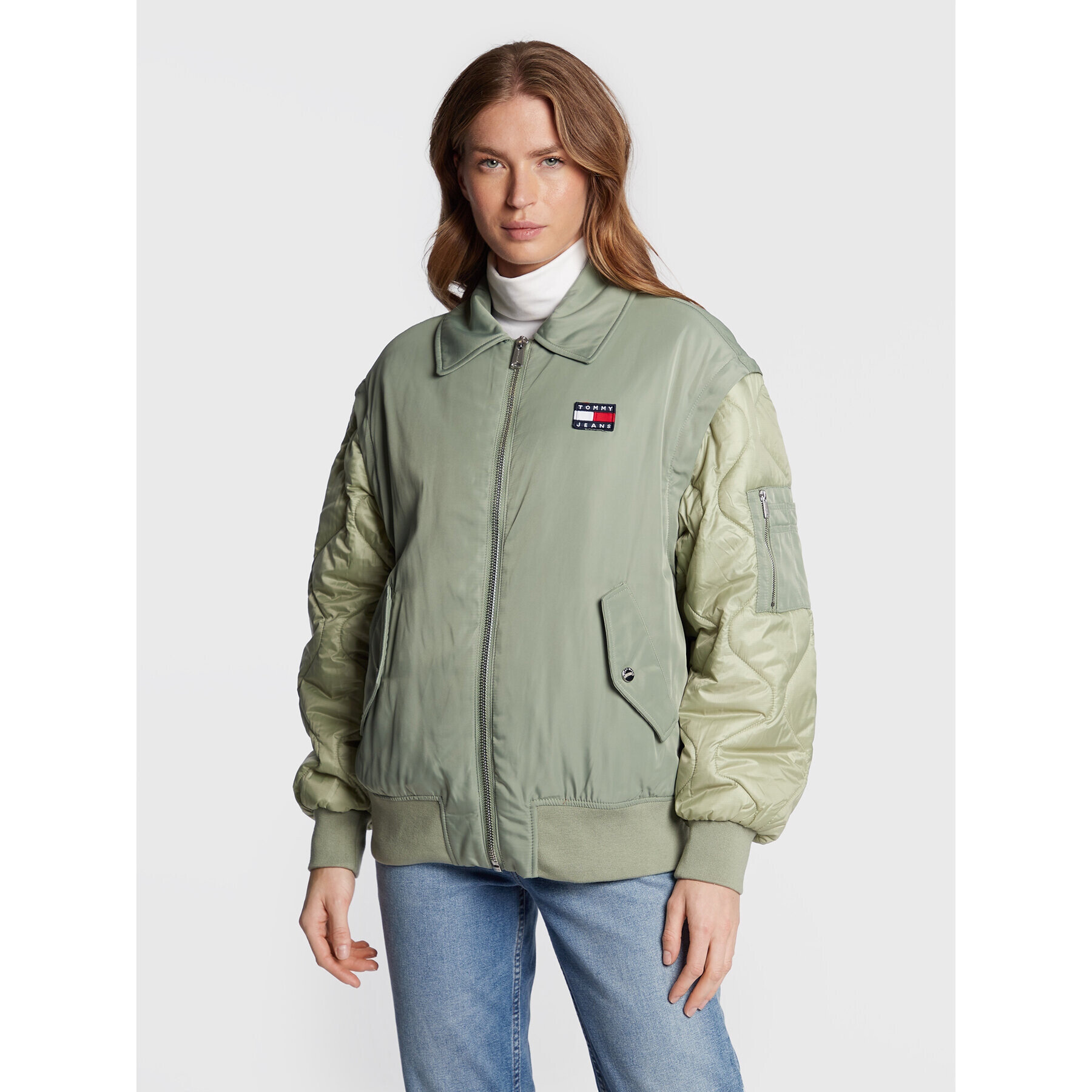 Tommy Jeans Geacă Tjw Zip DW0DW13755 Verde Relaxed Fit - Pled.ro