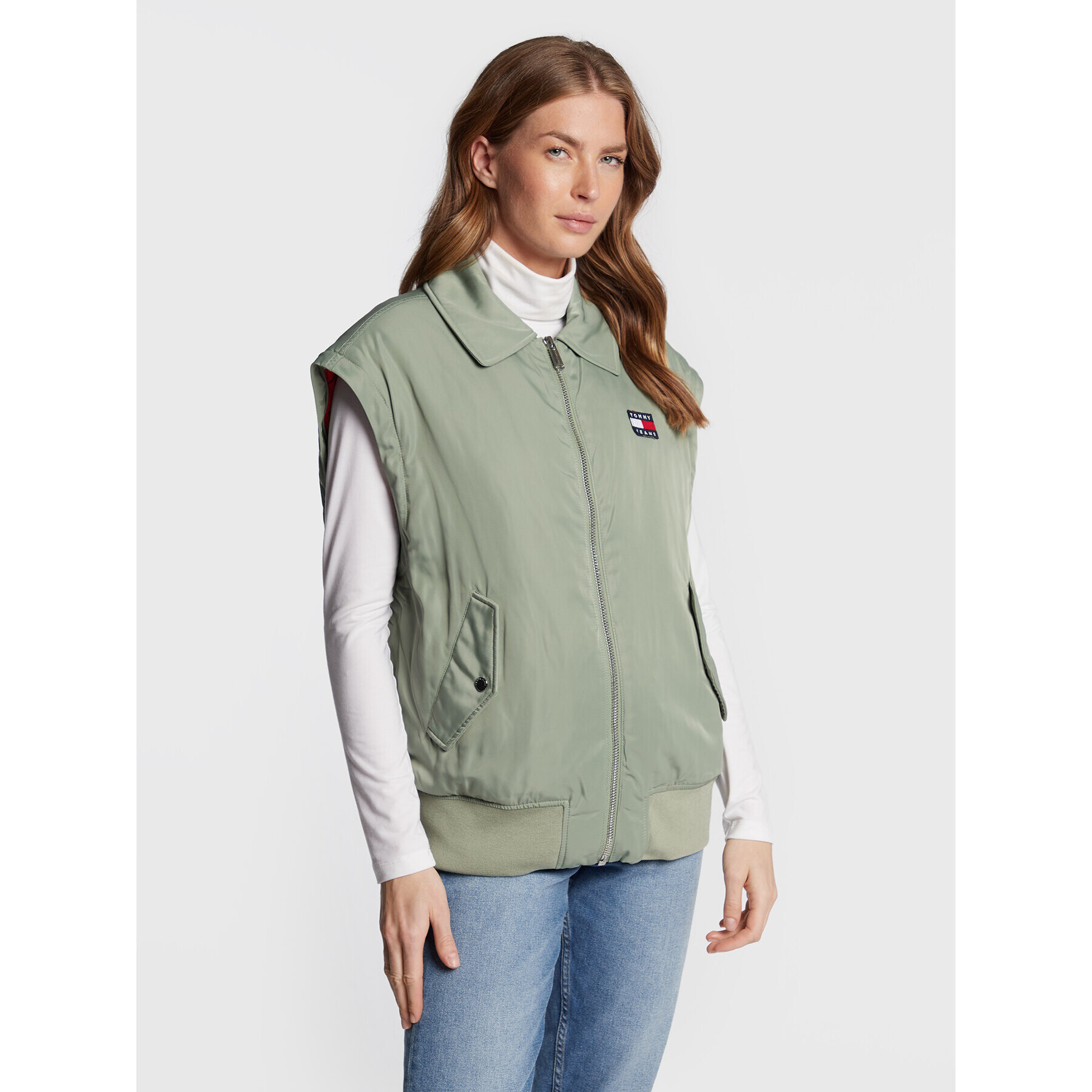 Tommy Jeans Geacă Tjw Zip DW0DW13755 Verde Relaxed Fit - Pled.ro