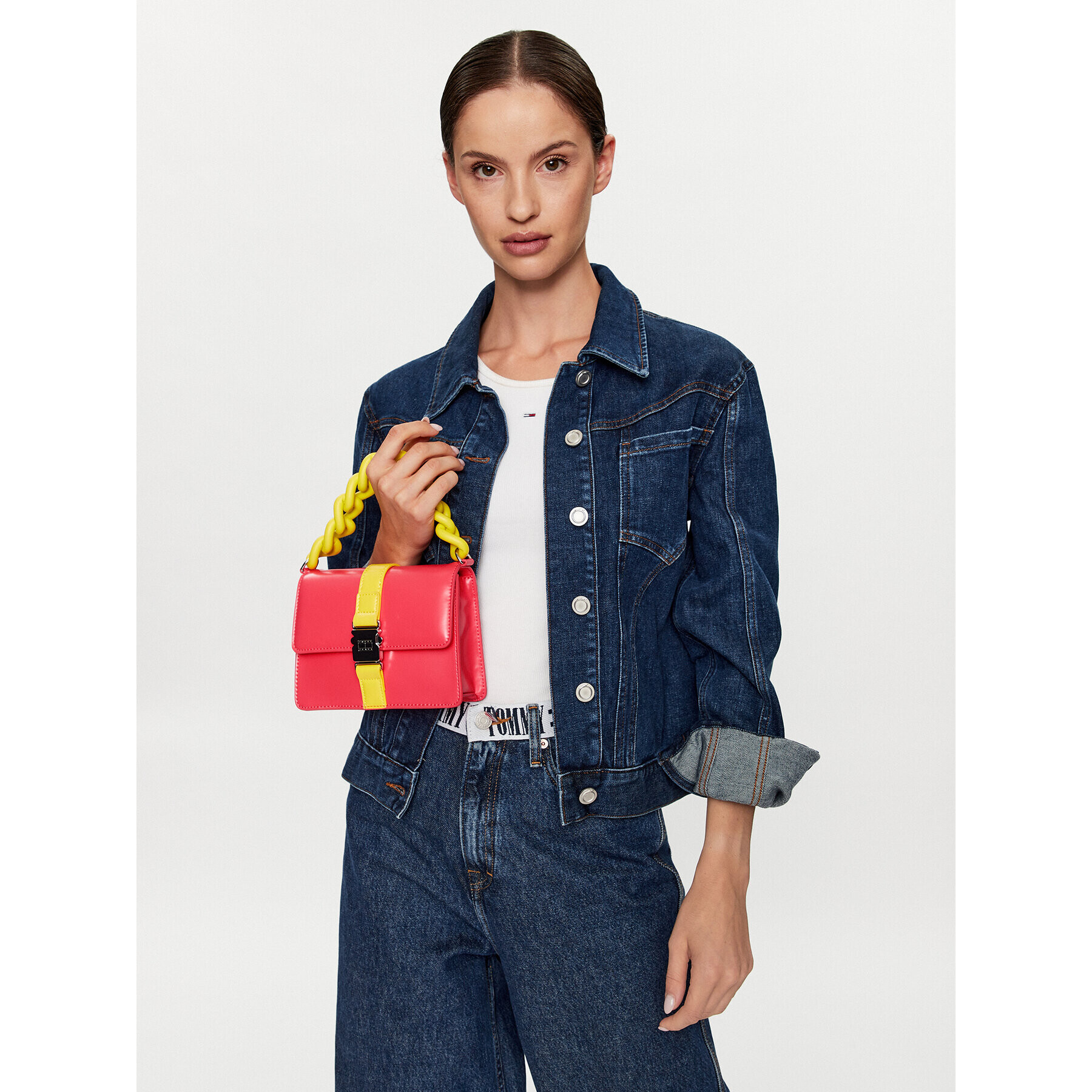 Tommy Jeans Geantă Item Flap Crossover AW0AW14828 Roz - Pled.ro