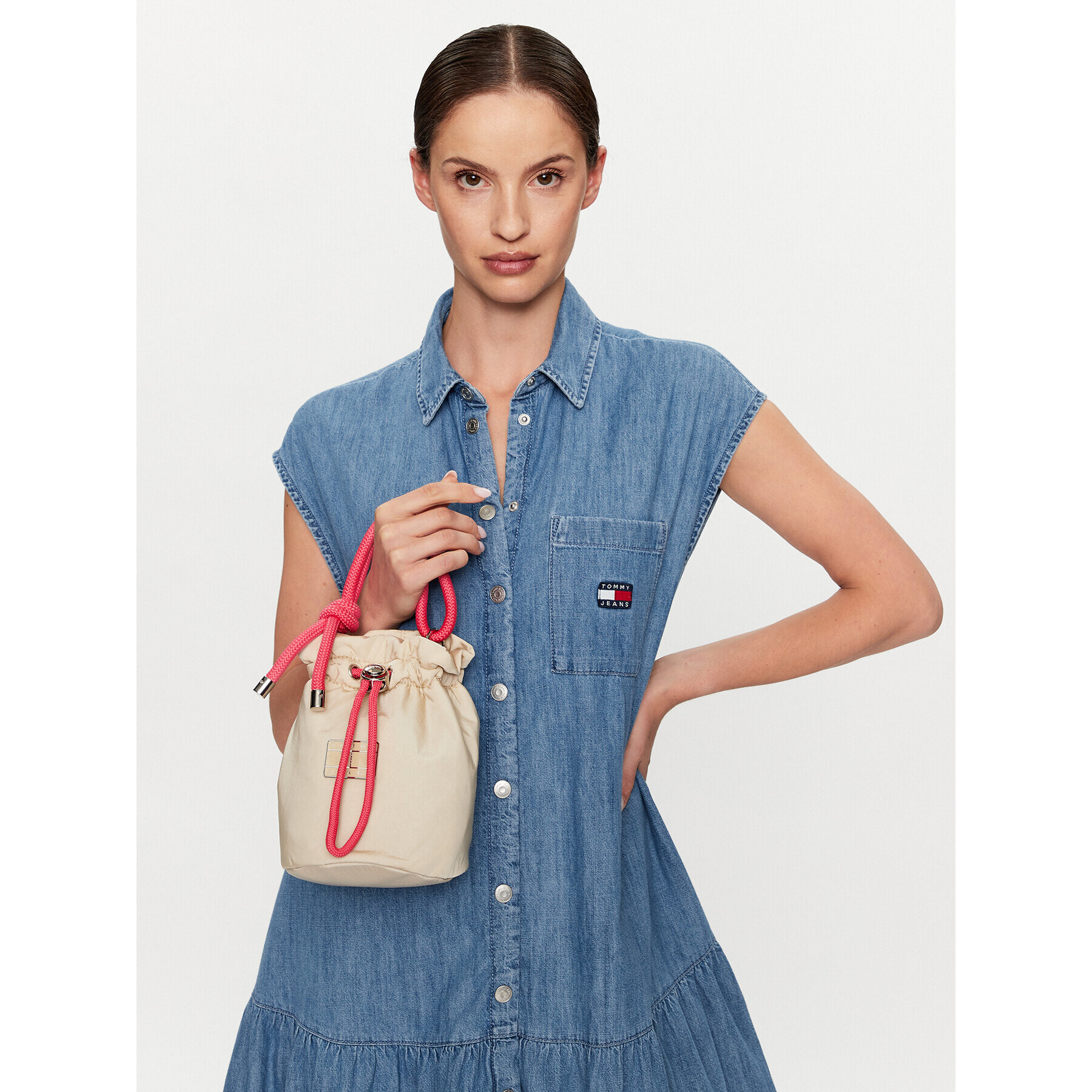 Tommy Jeans Geantă Tjw Beach Summer Bucket Bag AW0AW14582 Bej - Pled.ro