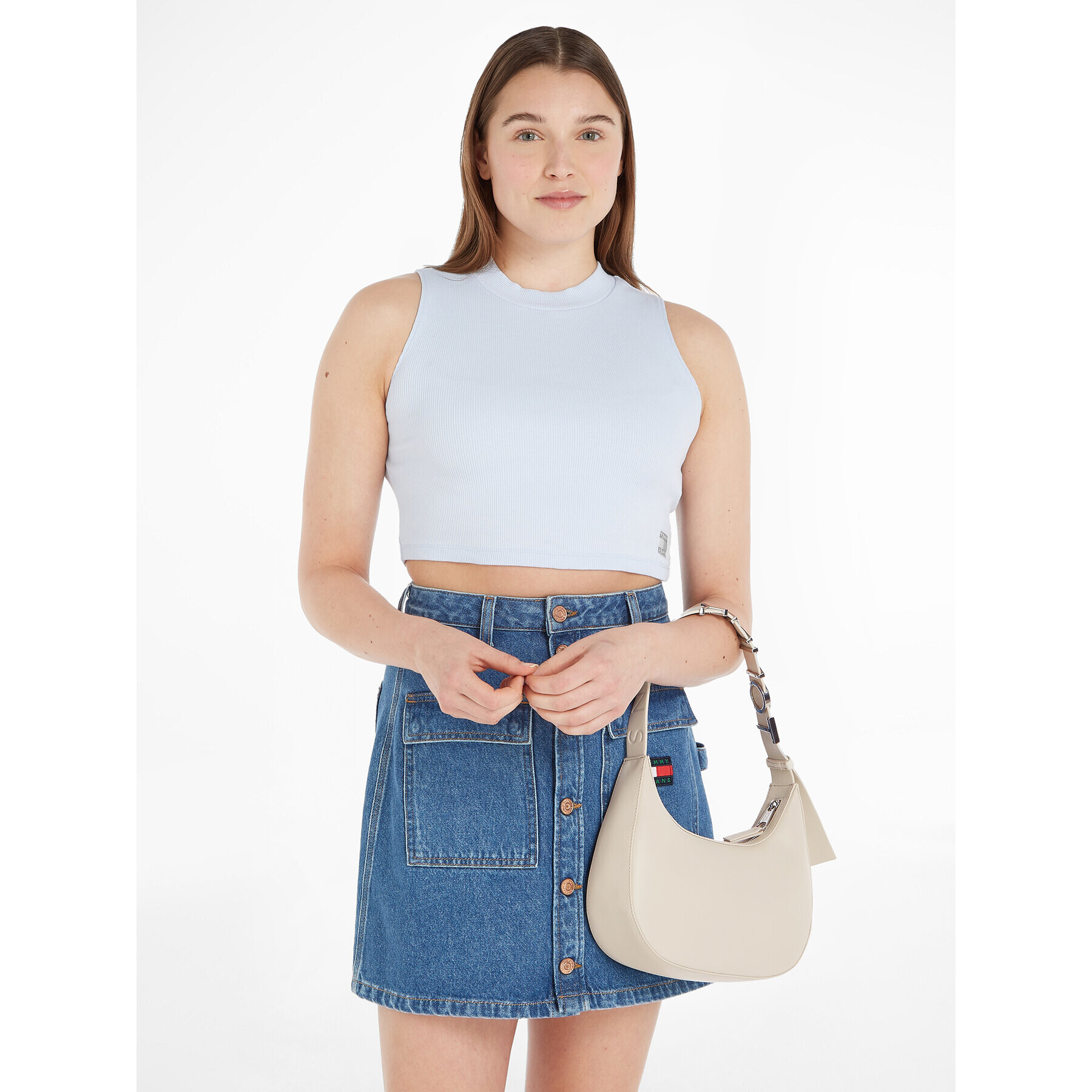 Tommy Jeans Geantă Tjw Bold Shoulder Bag AW0AW15433 Bej - Pled.ro