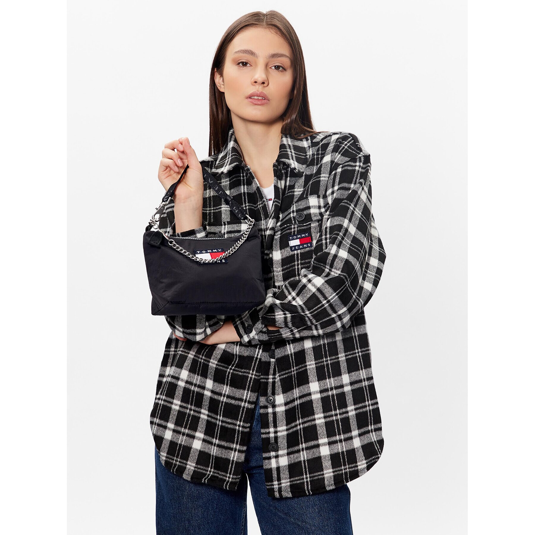 Tommy Jeans Geantă Tjw Heritage Shoulder Bag AW0AW14112 Negru - Pled.ro