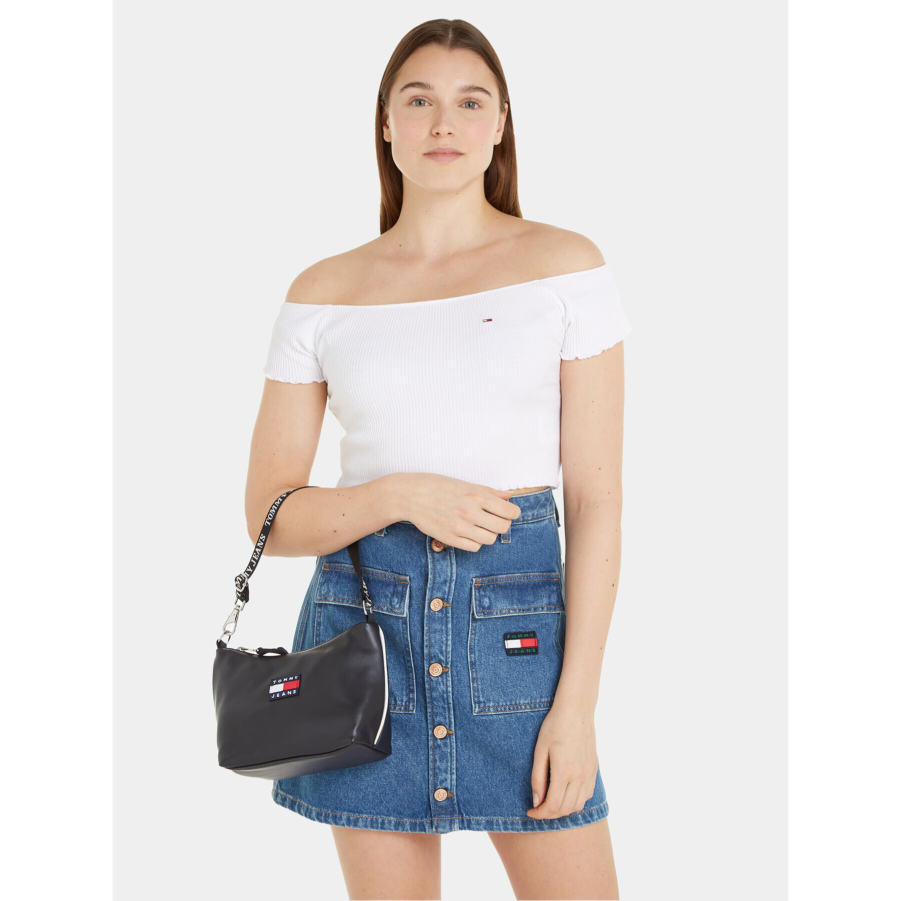 Tommy Jeans Geantă Tjw Heritage Shoulder Bag AW0AW15409 Negru - Pled.ro