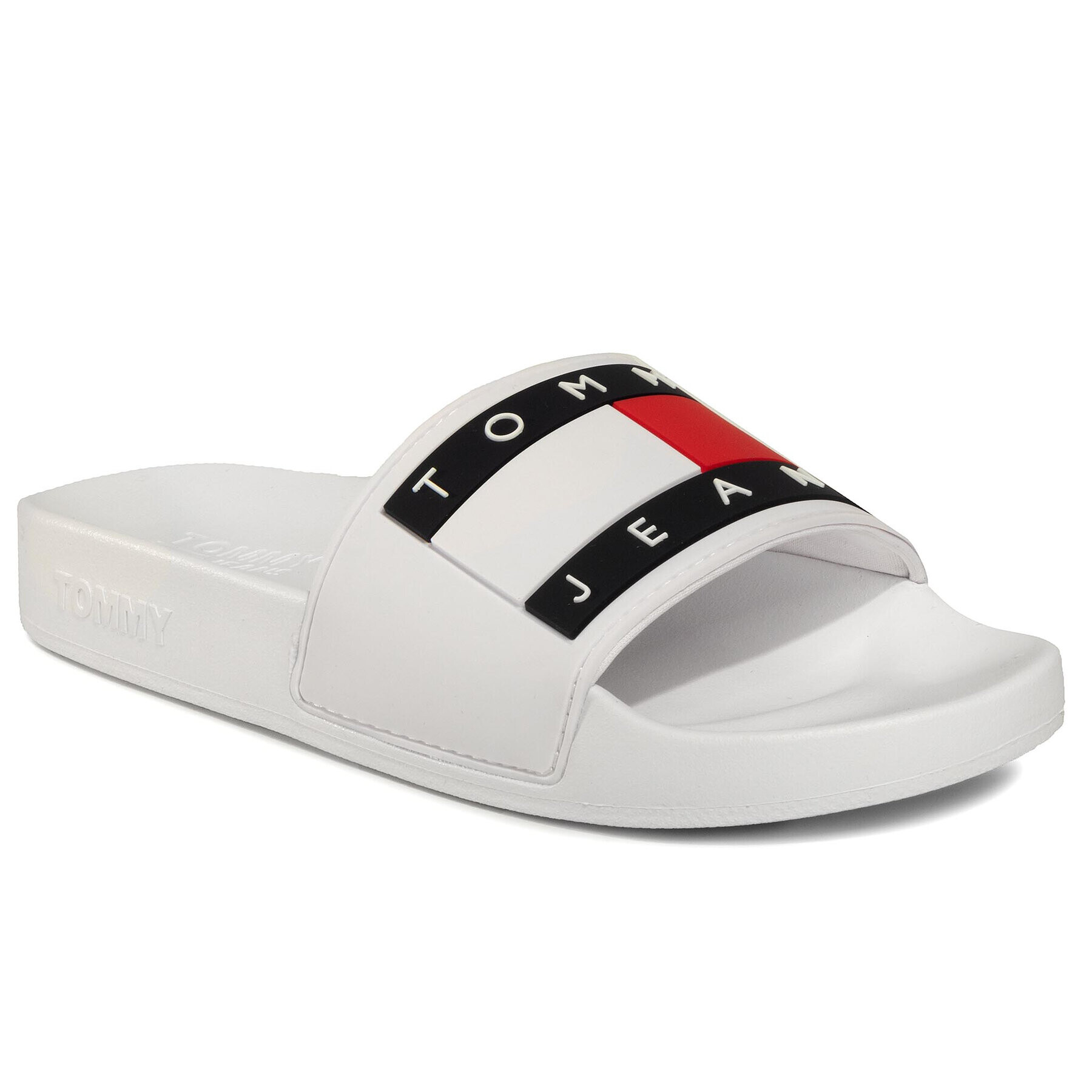 Tommy Jeans Șlapi Flag Pool Slide EN0EN00474 Alb - Pled.ro