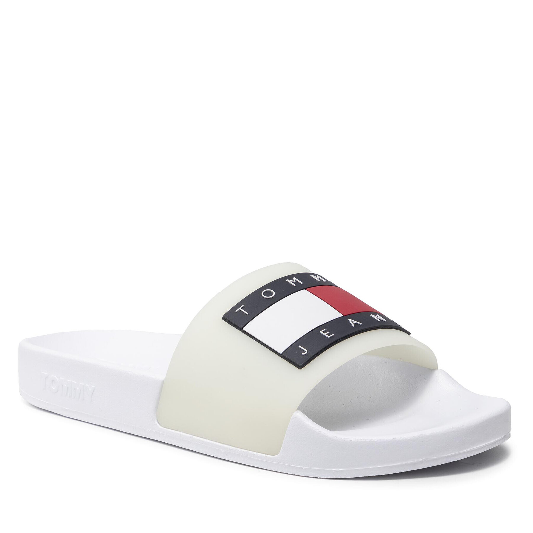 Tommy Jeans Șlapi Glow In The Dark Pool Slide EN0EN01601 Alb - Pled.ro