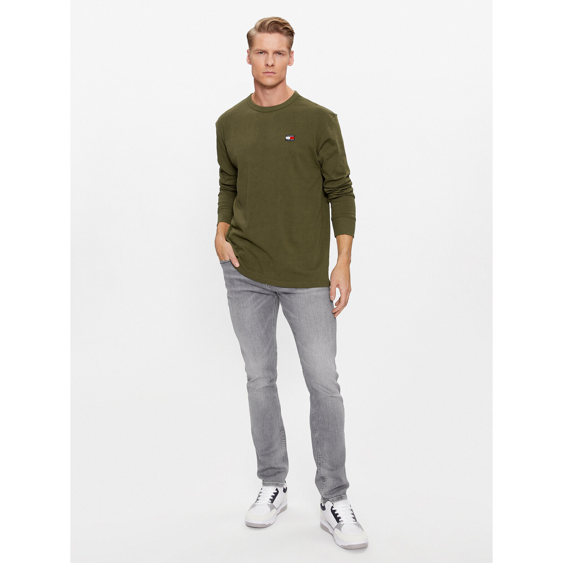 Tommy Jeans Longsleeve Classic Xs Badge DM0DM17816 Verde Classic Fit - Pled.ro