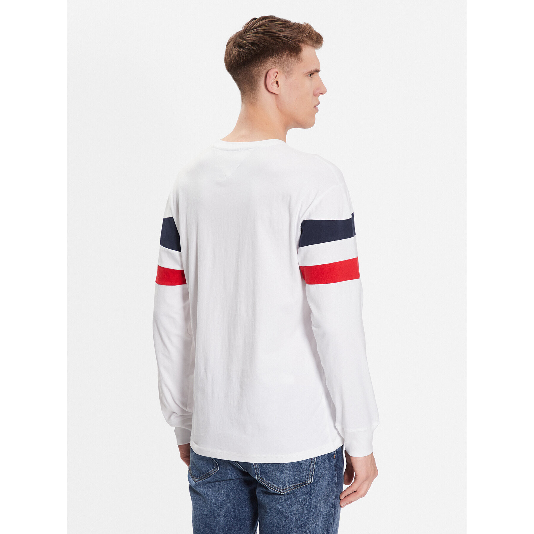 Tommy Jeans Longsleeve Colorblock DM0DM16834 Alb Relaxed Fit - Pled.ro