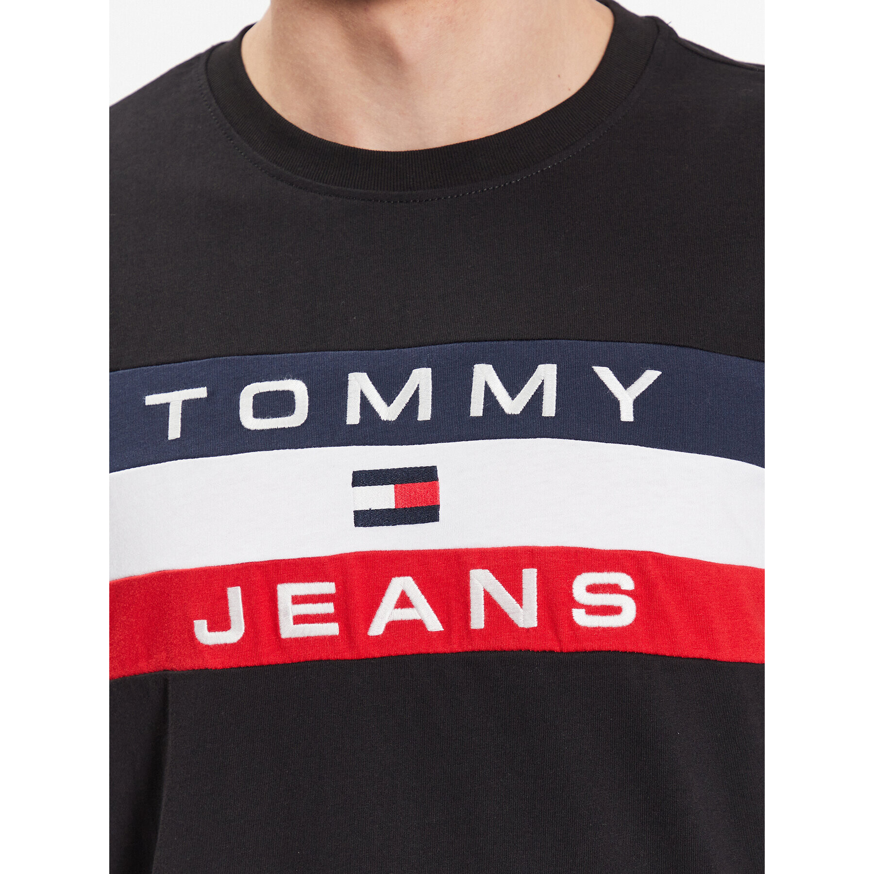 Tommy Jeans Longsleeve Colorblock DM0DM16834 Negru Relaxed Fit - Pled.ro