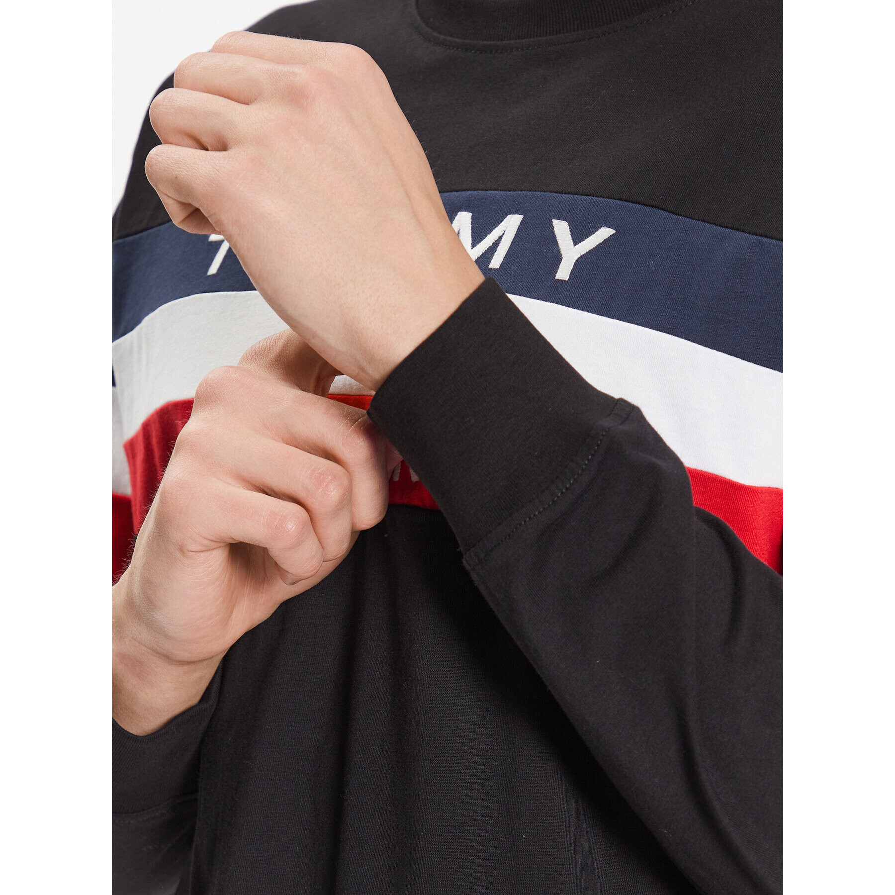 Tommy Jeans Longsleeve Colorblock DM0DM16834 Negru Relaxed Fit - Pled.ro