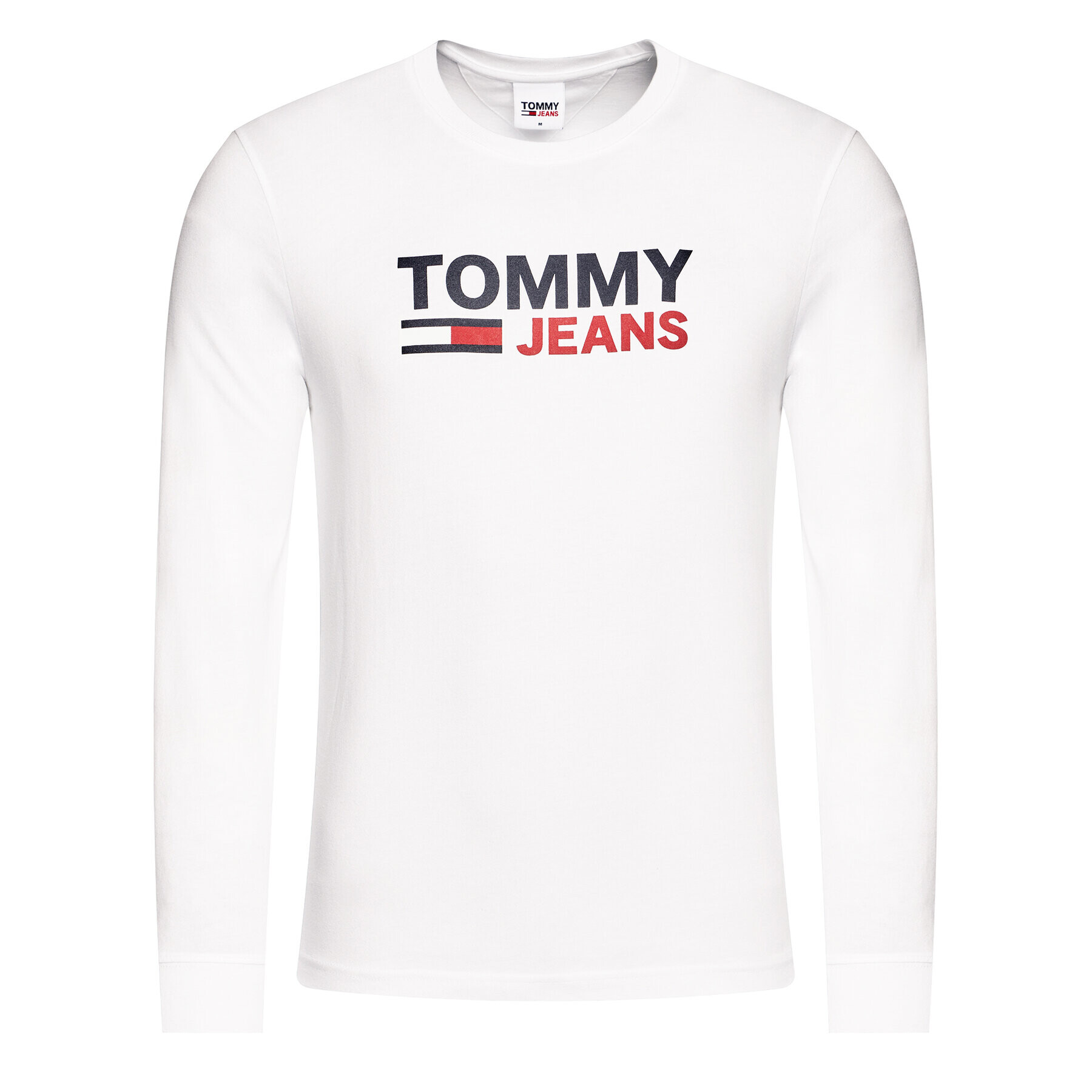 Tommy Jeans Longsleeve Corp Logo Tee DM0DM09487 Alb Regular Fit - Pled.ro