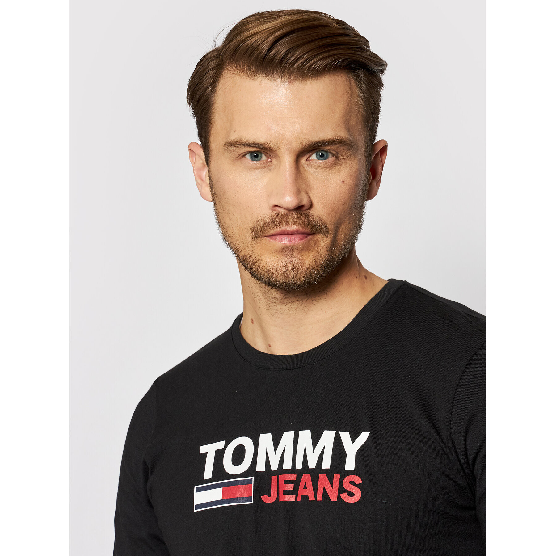 Tommy Jeans Longsleeve Corp Logo Tee DM0DM09487 Negru Regular Fit - Pled.ro