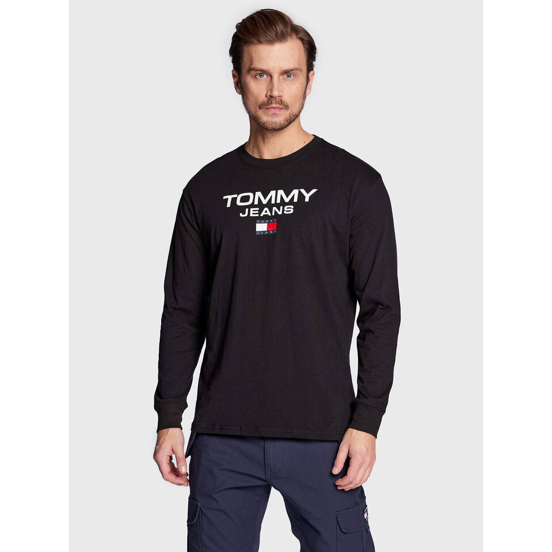 Tommy Jeans Longsleeve DM0DM15681 Negru Regular Fit - Pled.ro