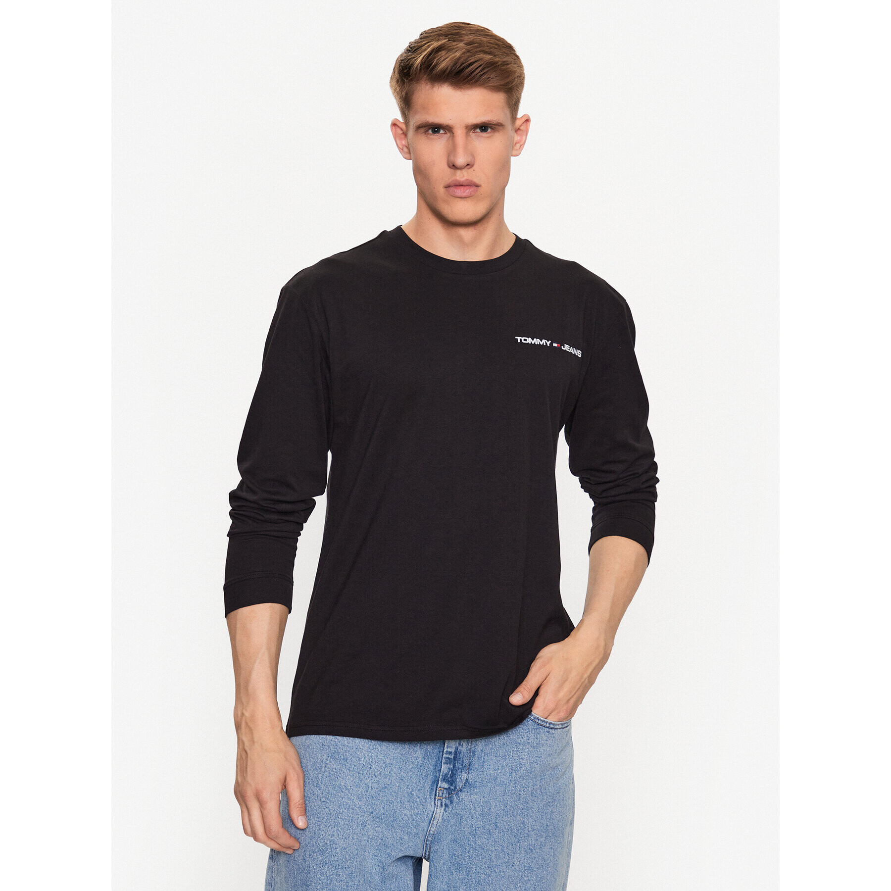 Tommy Jeans Longsleeve DM0DM16879 Negru Regular Fit - Pled.ro