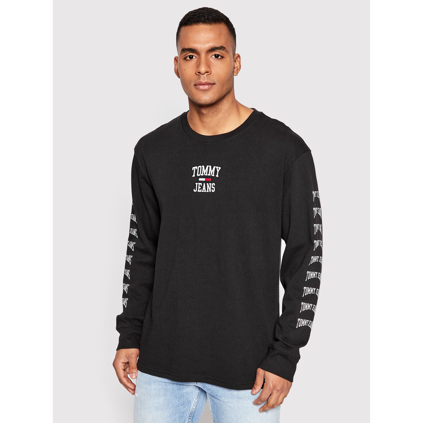 Tommy Jeans Longsleeve Homespon Graphic DM0DM12422 Negru Regular Fit - Pled.ro