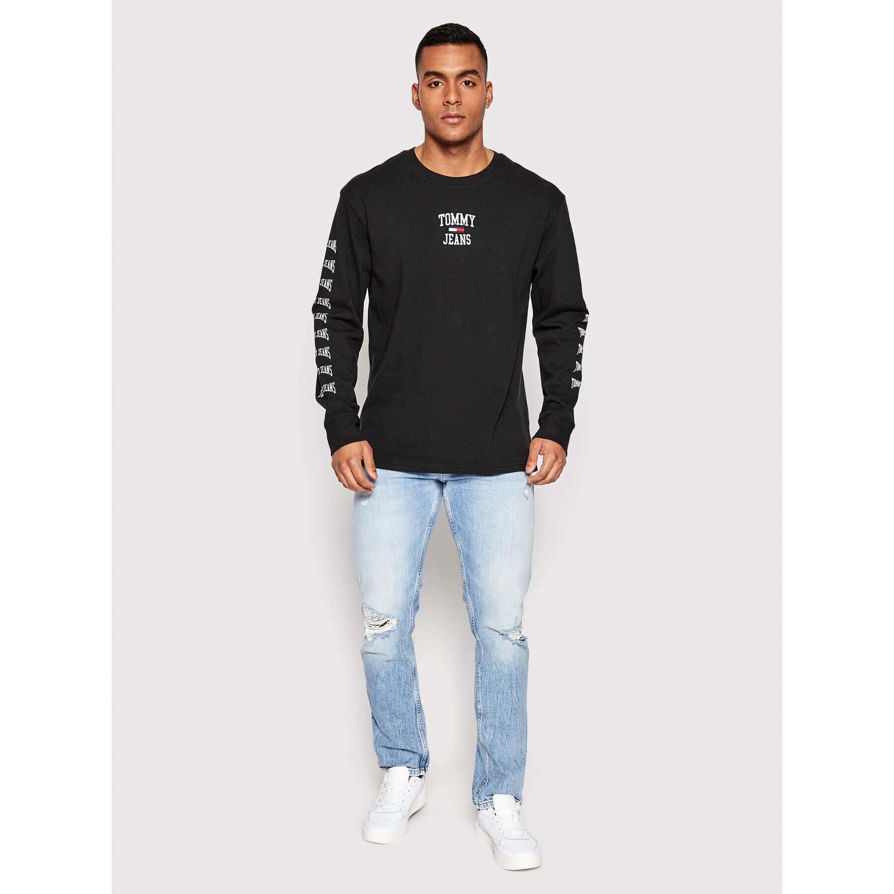 Tommy Jeans Longsleeve Homespon Graphic DM0DM12422 Negru Regular Fit - Pled.ro