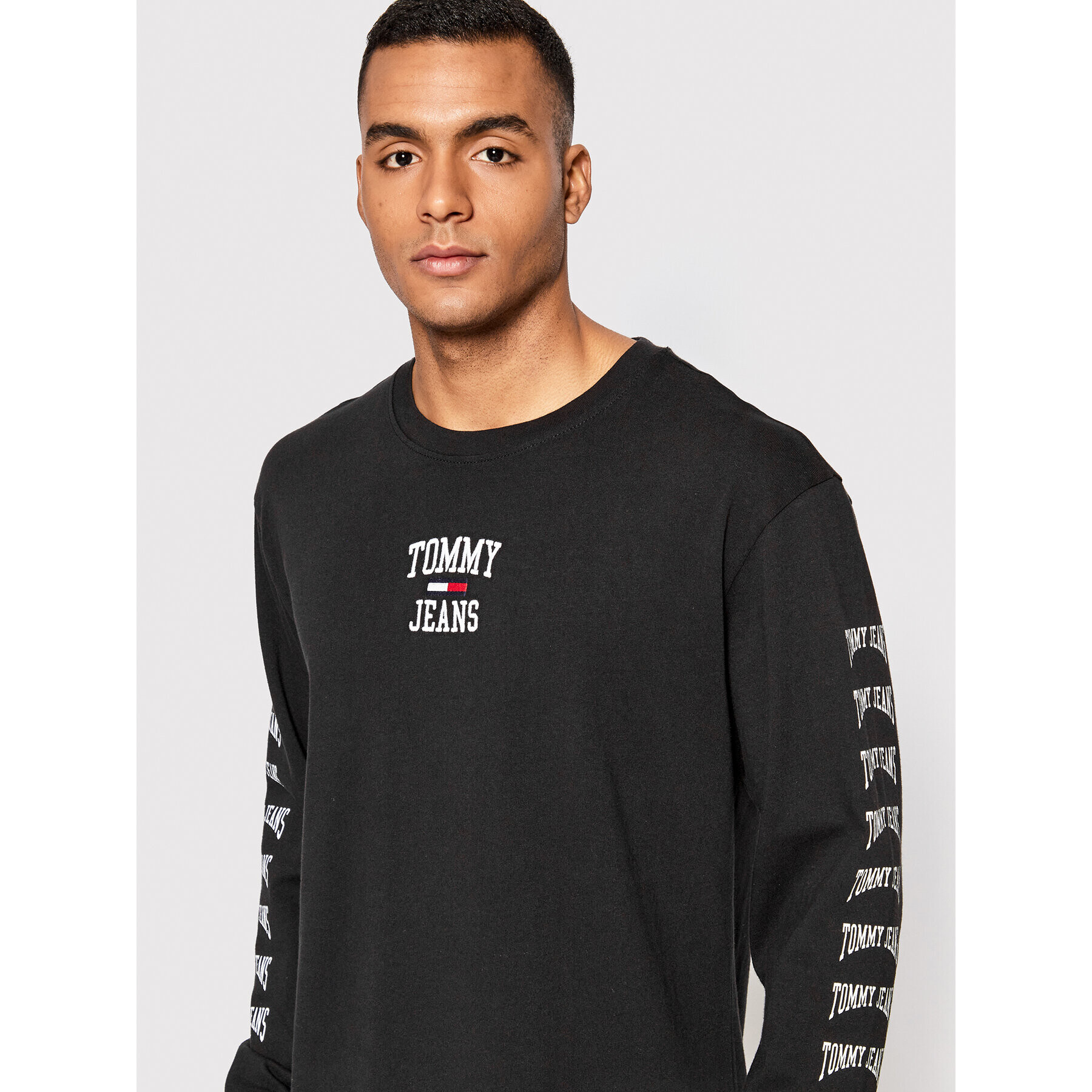 Tommy Jeans Longsleeve Homespon Graphic DM0DM12422 Negru Regular Fit - Pled.ro