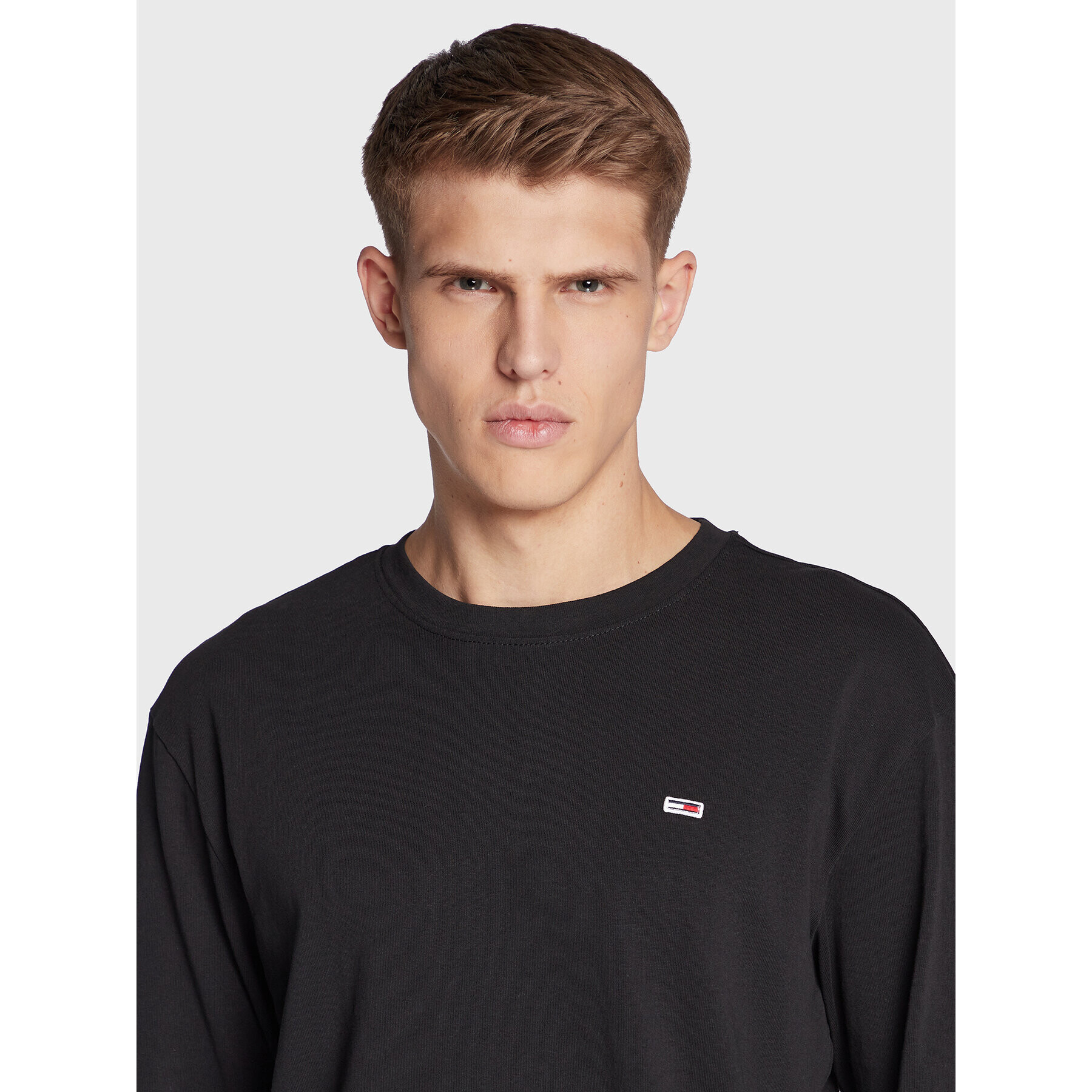 Tommy Jeans Longsleeve Serif Linear DM0DM14986 Negru Regular Fit - Pled.ro