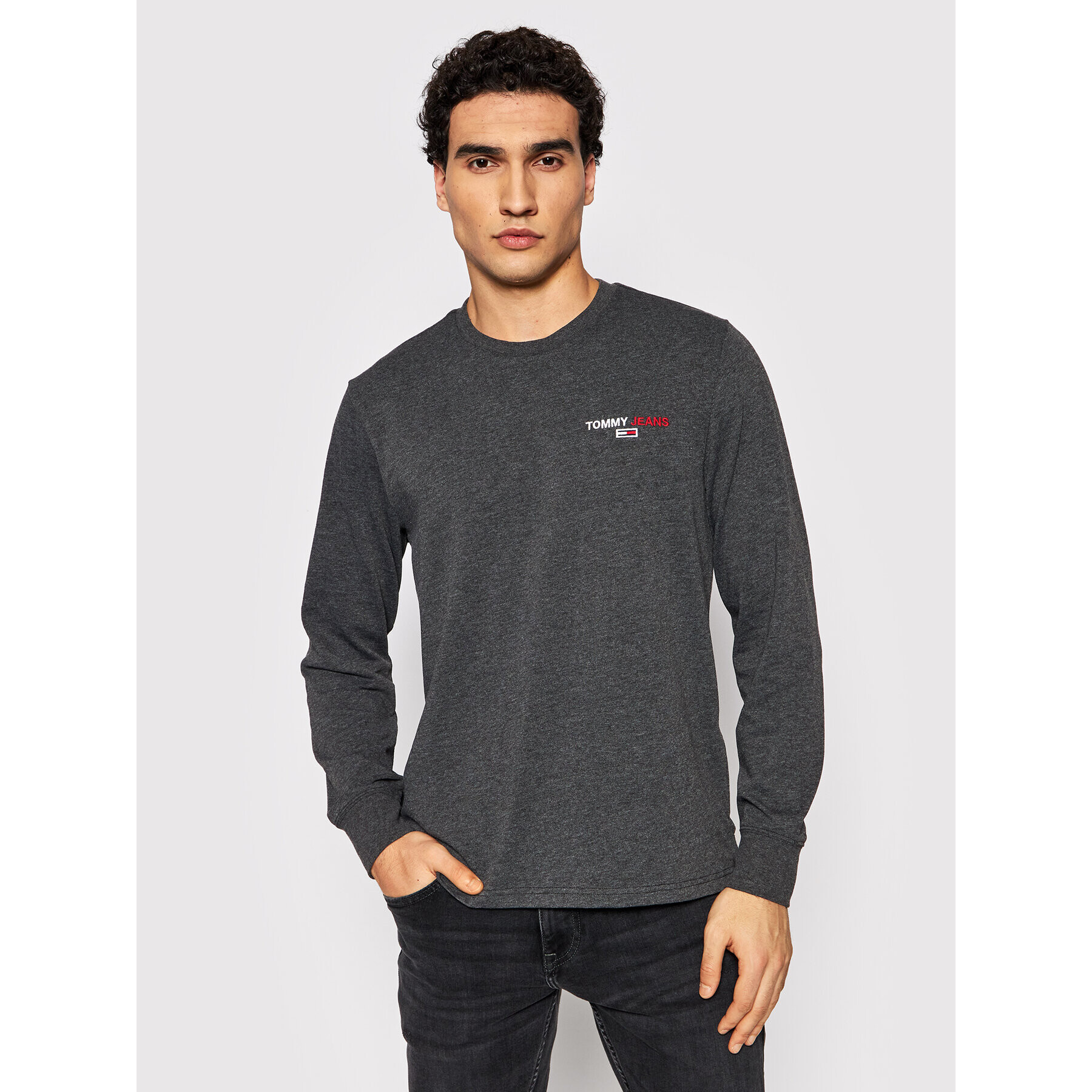 Tommy Jeans Longsleeve Side Split DM0DM12279 Gri Regular Fit - Pled.ro