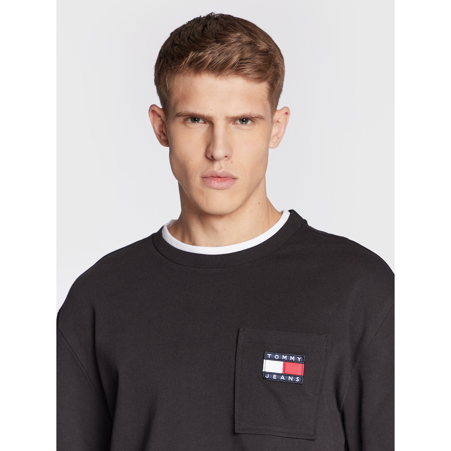 Tommy Jeans Longsleeve Skater 2 In 1 DM0DM15052 Negru Relaxed Fit - Pled.ro