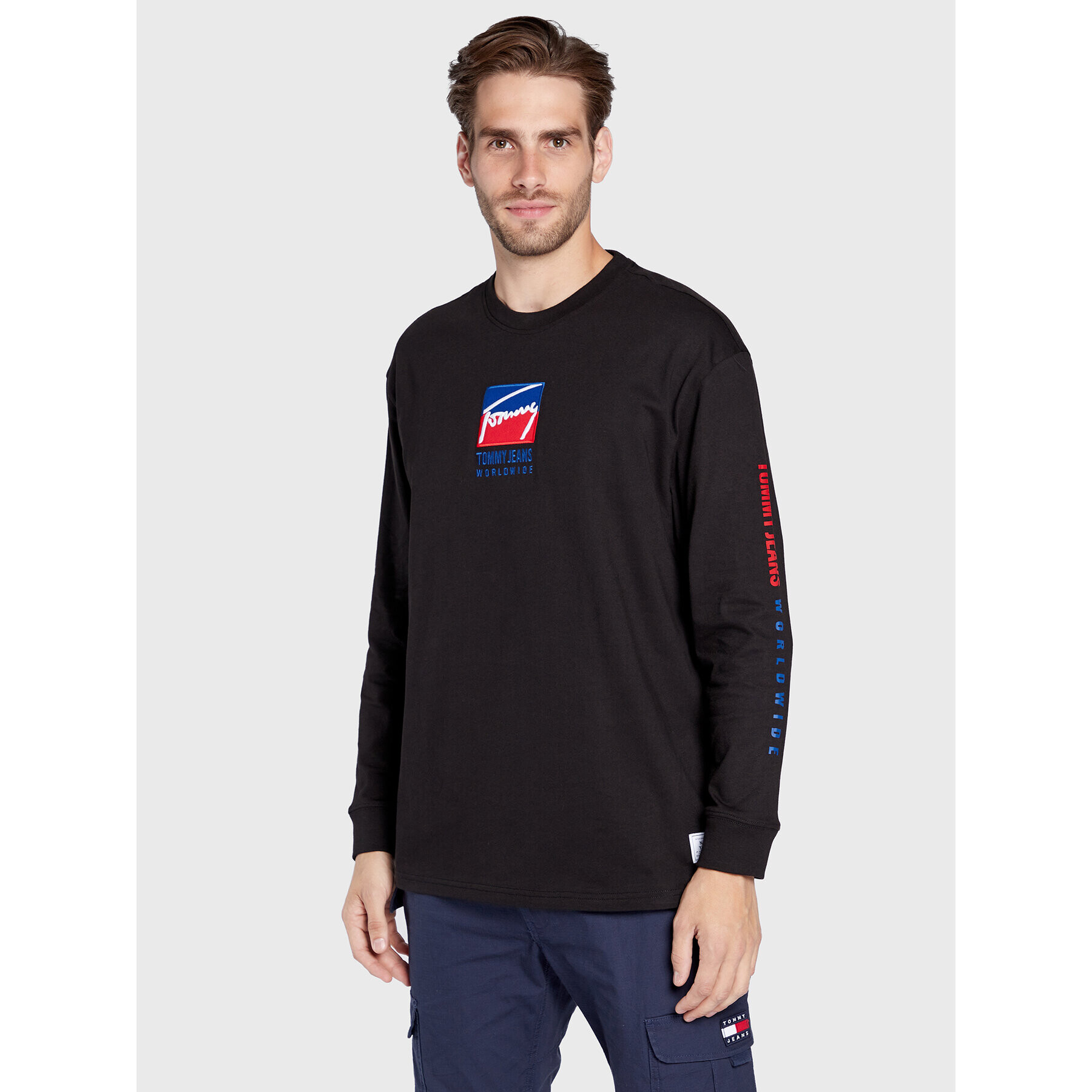 Tommy Jeans Longsleeve Tjm Athletic DM0DM14017 Negru Regular Fit - Pled.ro