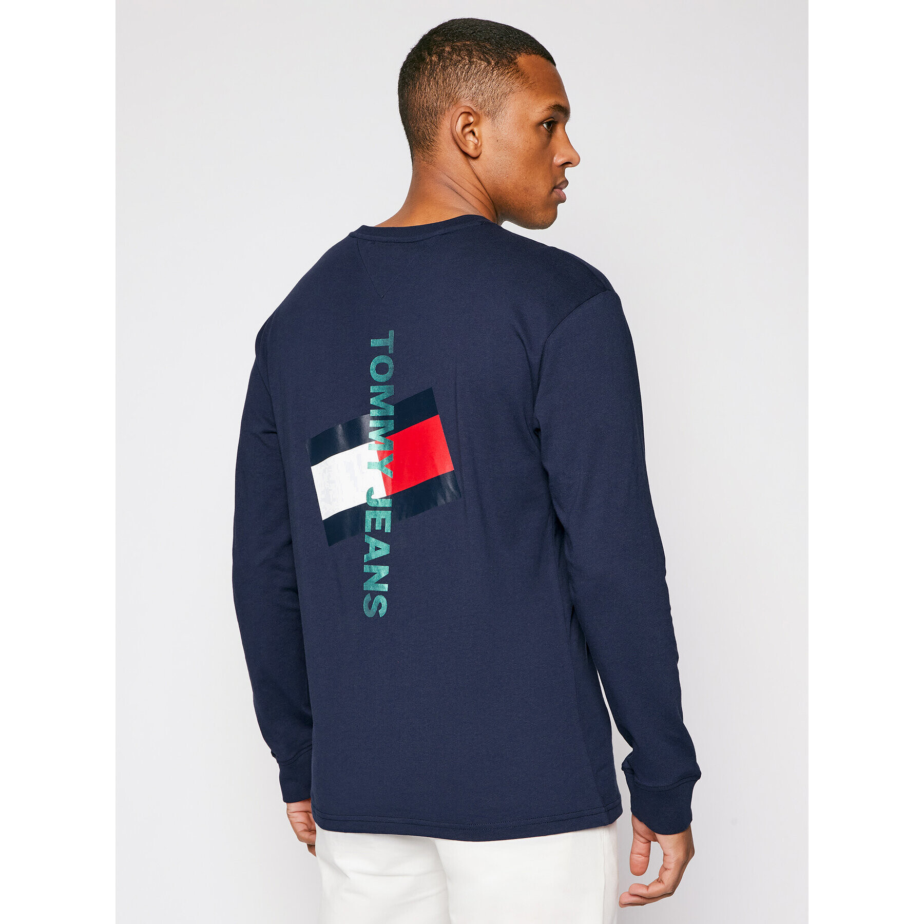 Tommy Jeans Longsleeve Vertical Tommy Logo DM0DM10241 Bleumarin Regular Fit - Pled.ro