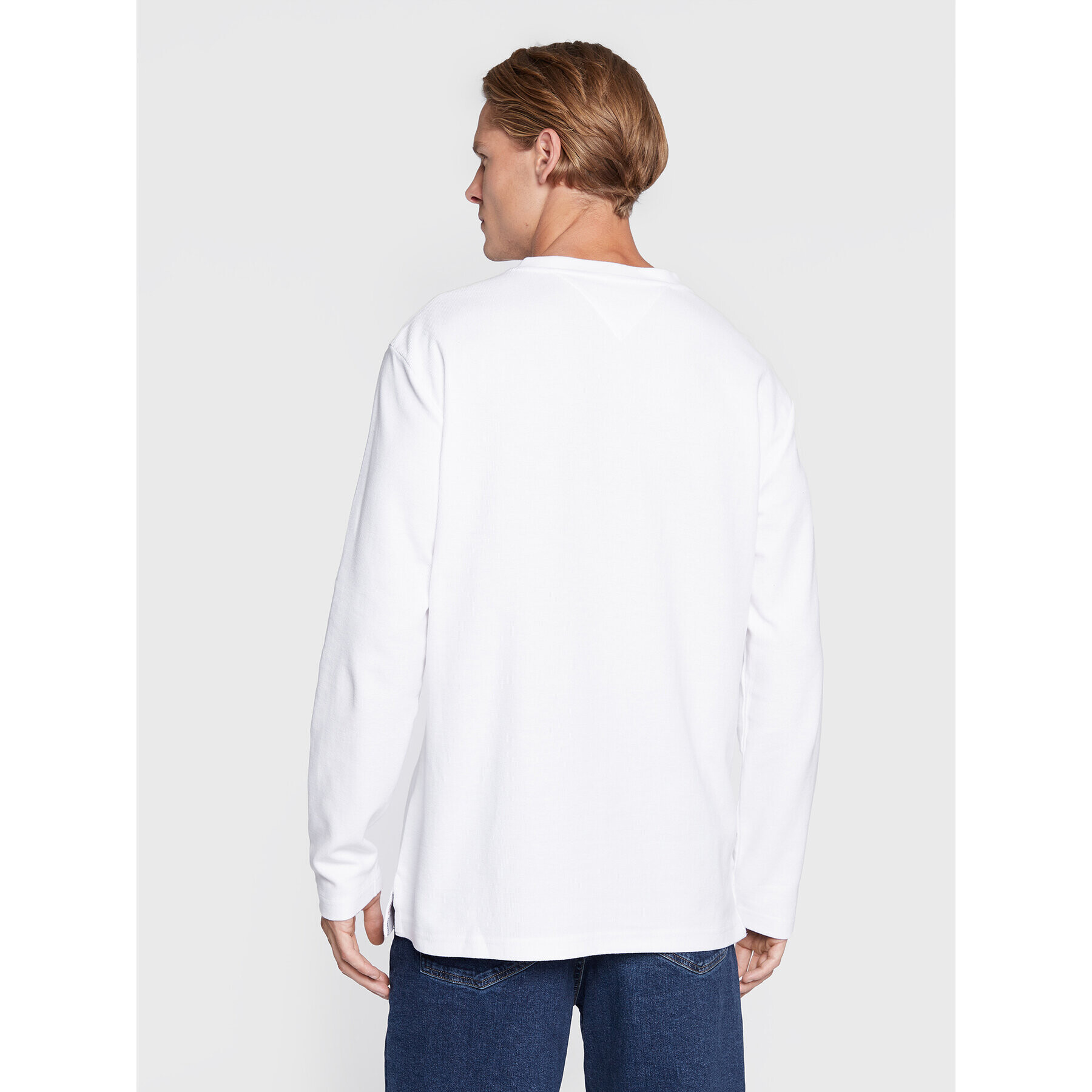 Tommy Jeans Longsleeve Waffle Henley DM0DM13817 Alb Regular Fit - Pled.ro