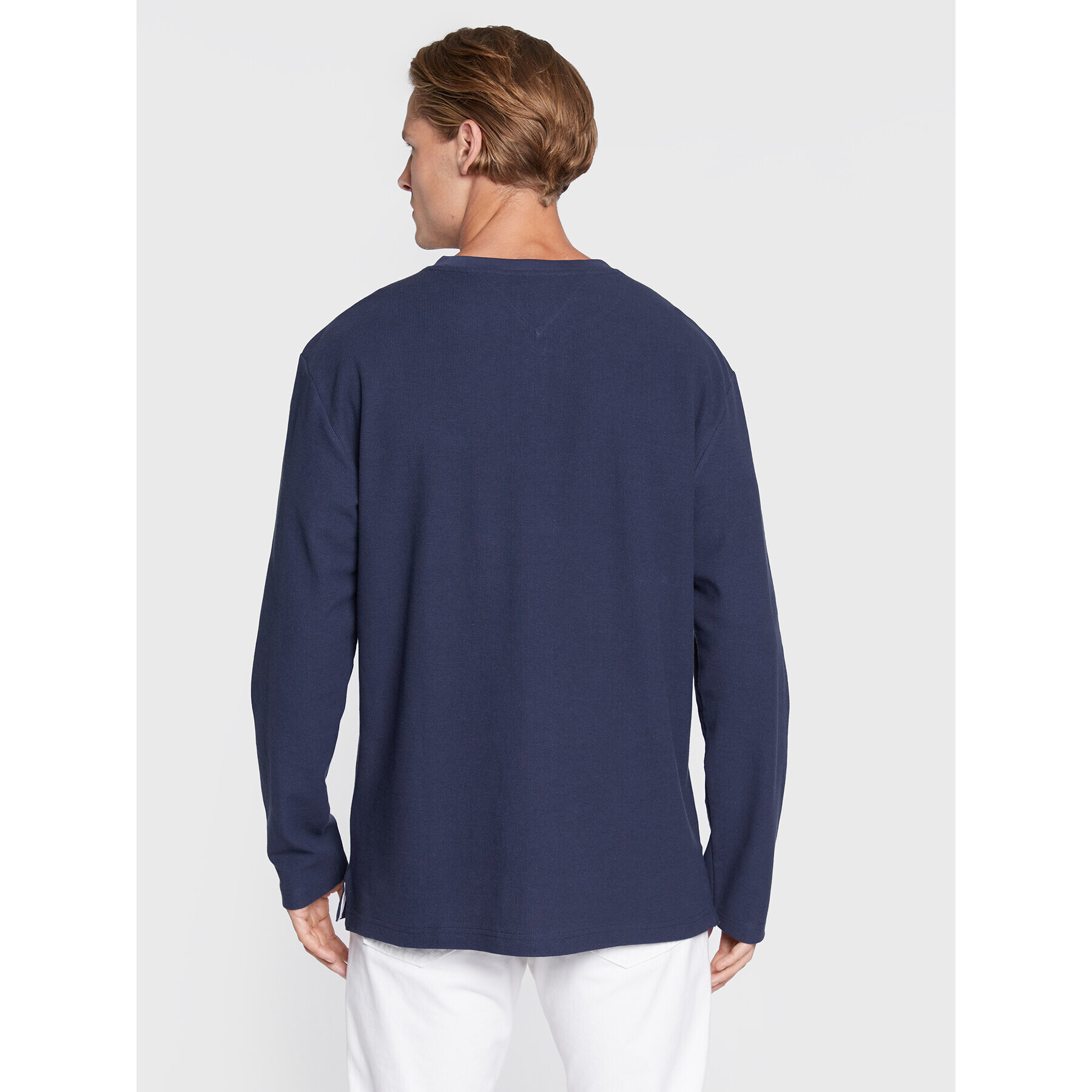 Tommy Jeans Longsleeve Waffle Henley DM0DM13817 Bleumarin Regular Fit - Pled.ro