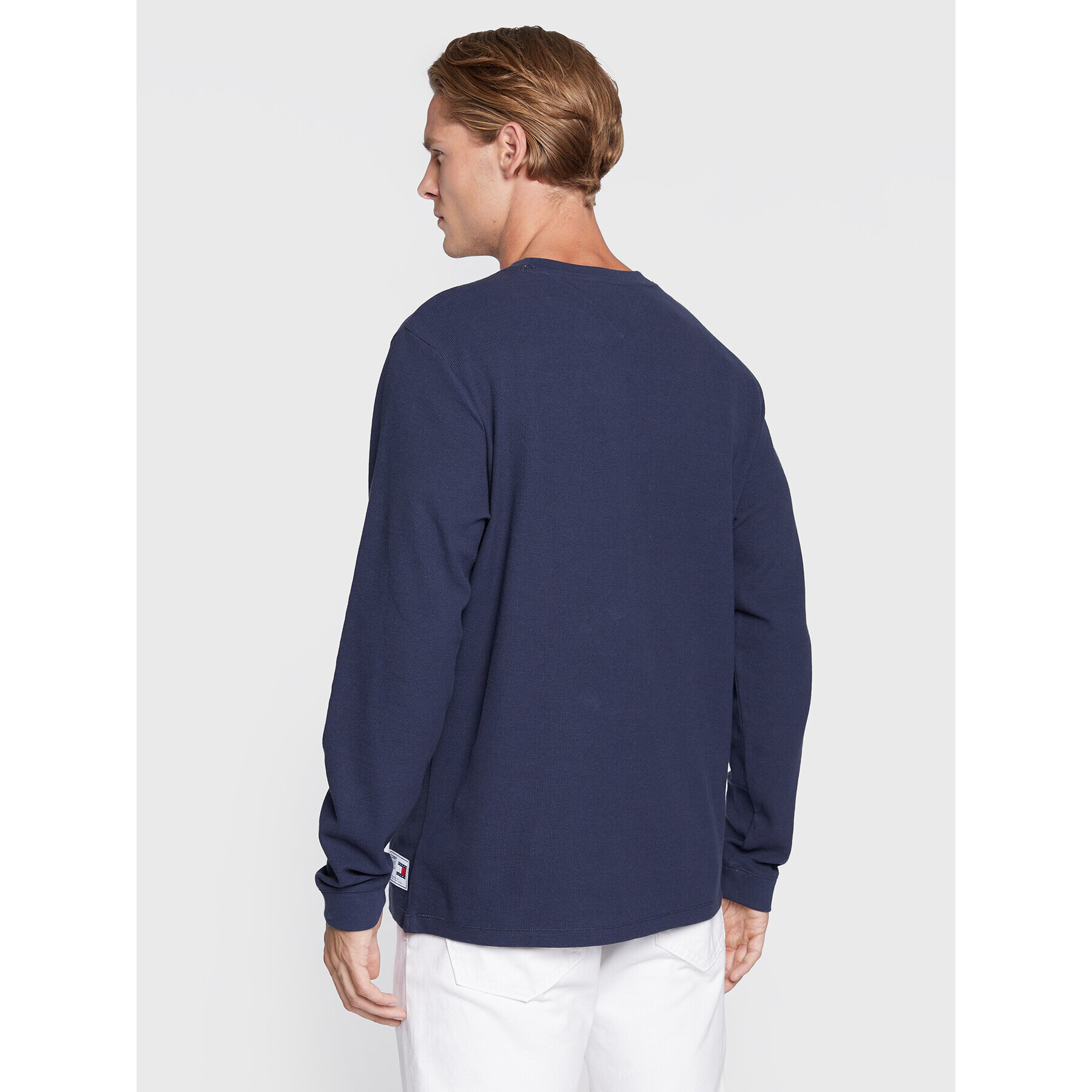 Tommy Jeans Longsleeve Waffle Snit DM0DM13811 Bleumarin Regular Fit - Pled.ro