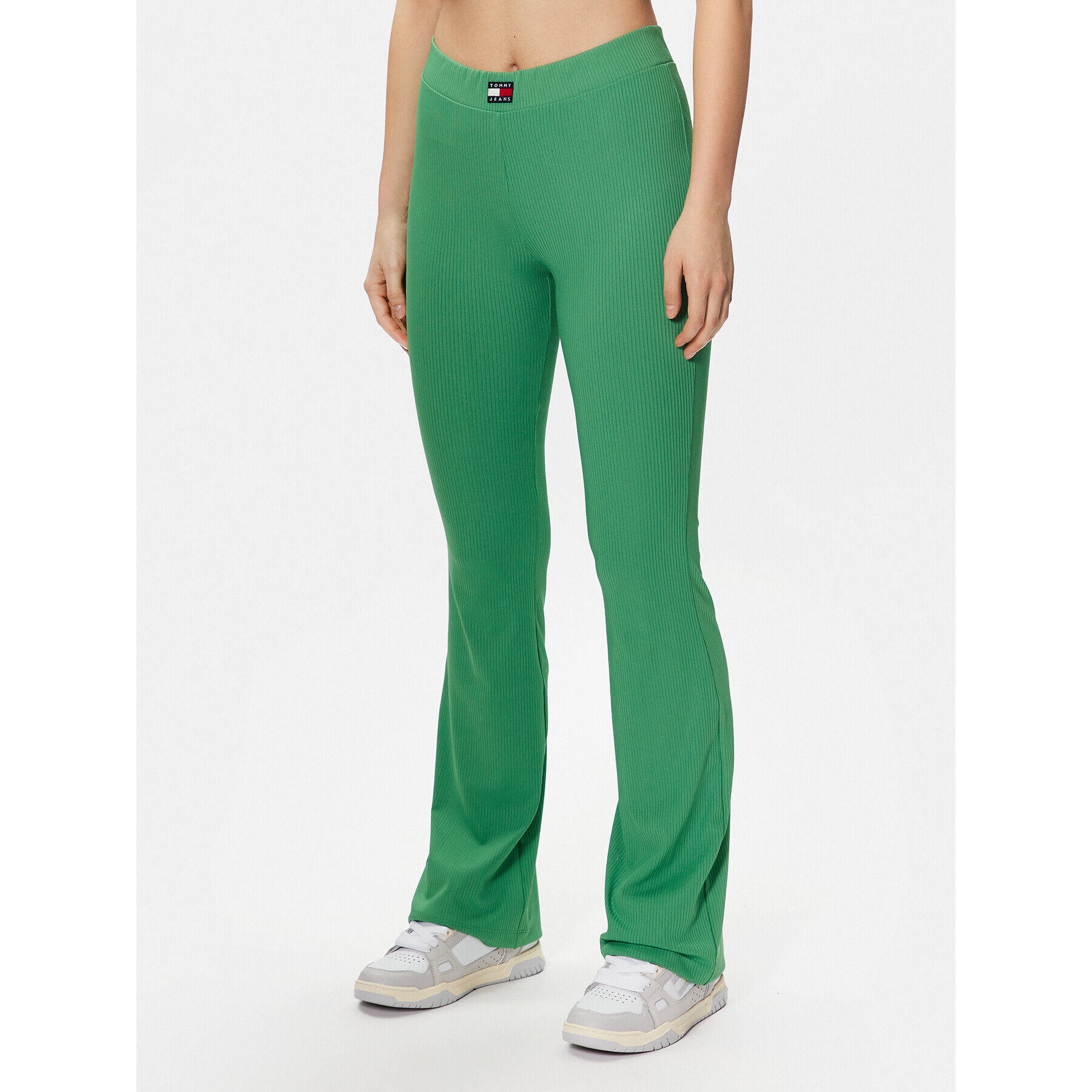 Tommy Jeans Pantaloni din material Badge DW0DW15373 Verde Regular Fit - Pled.ro