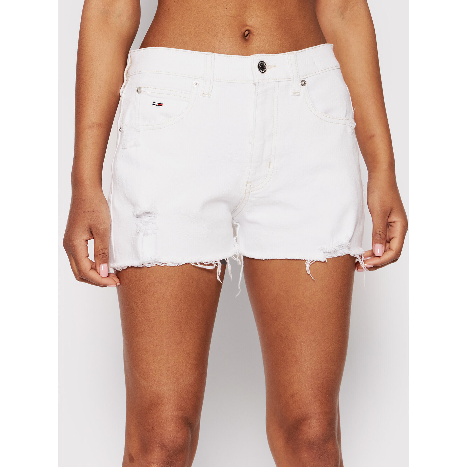 Tommy Jeans Pantaloni scurți de blugi Hotpant DW0DW12455 Alb Regular Fit - Pled.ro