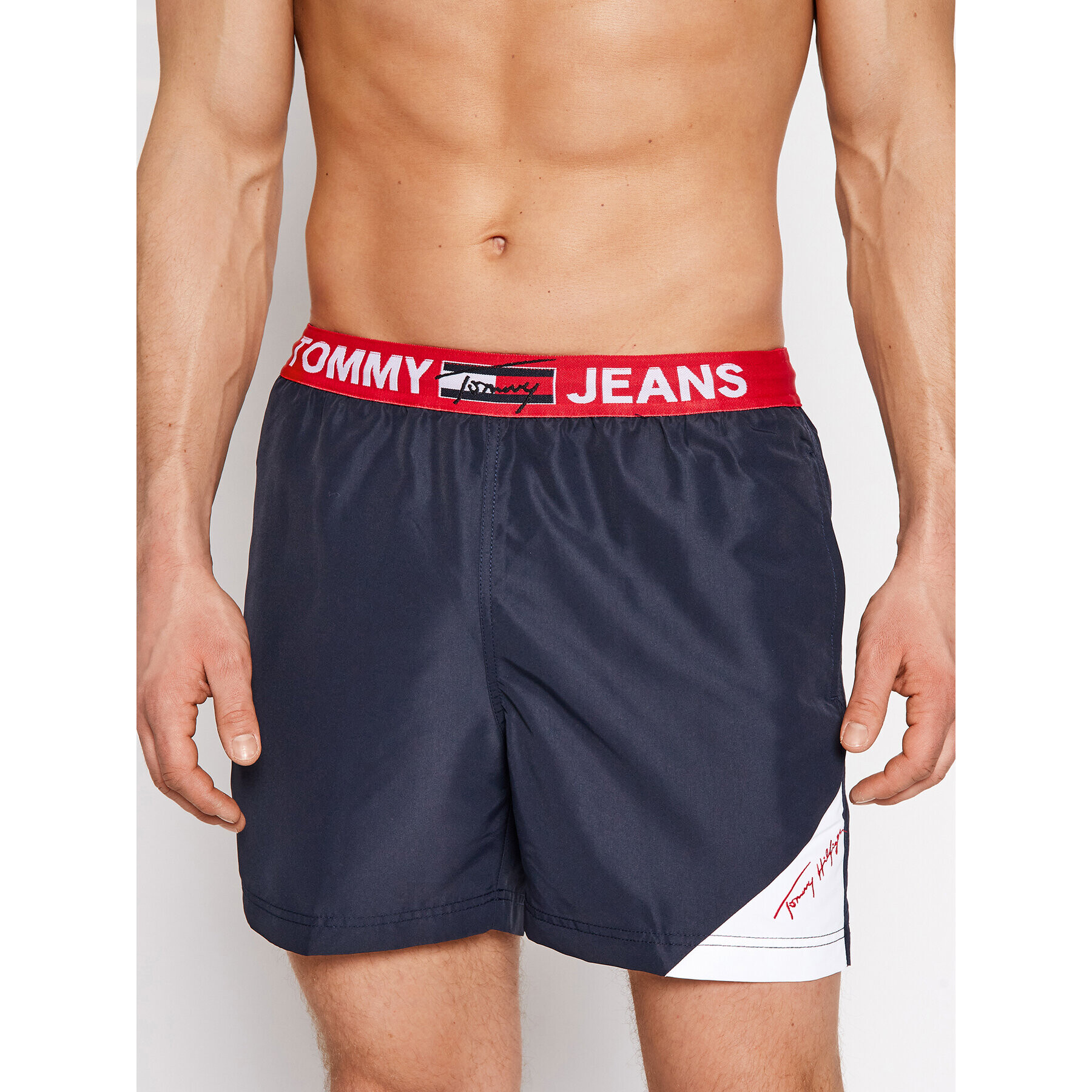 Tommy Jeans Pantaloni scurți pentru înot Sf Medium Drawstring UM0UM02067 Bleumarin Slim Fit - Pled.ro