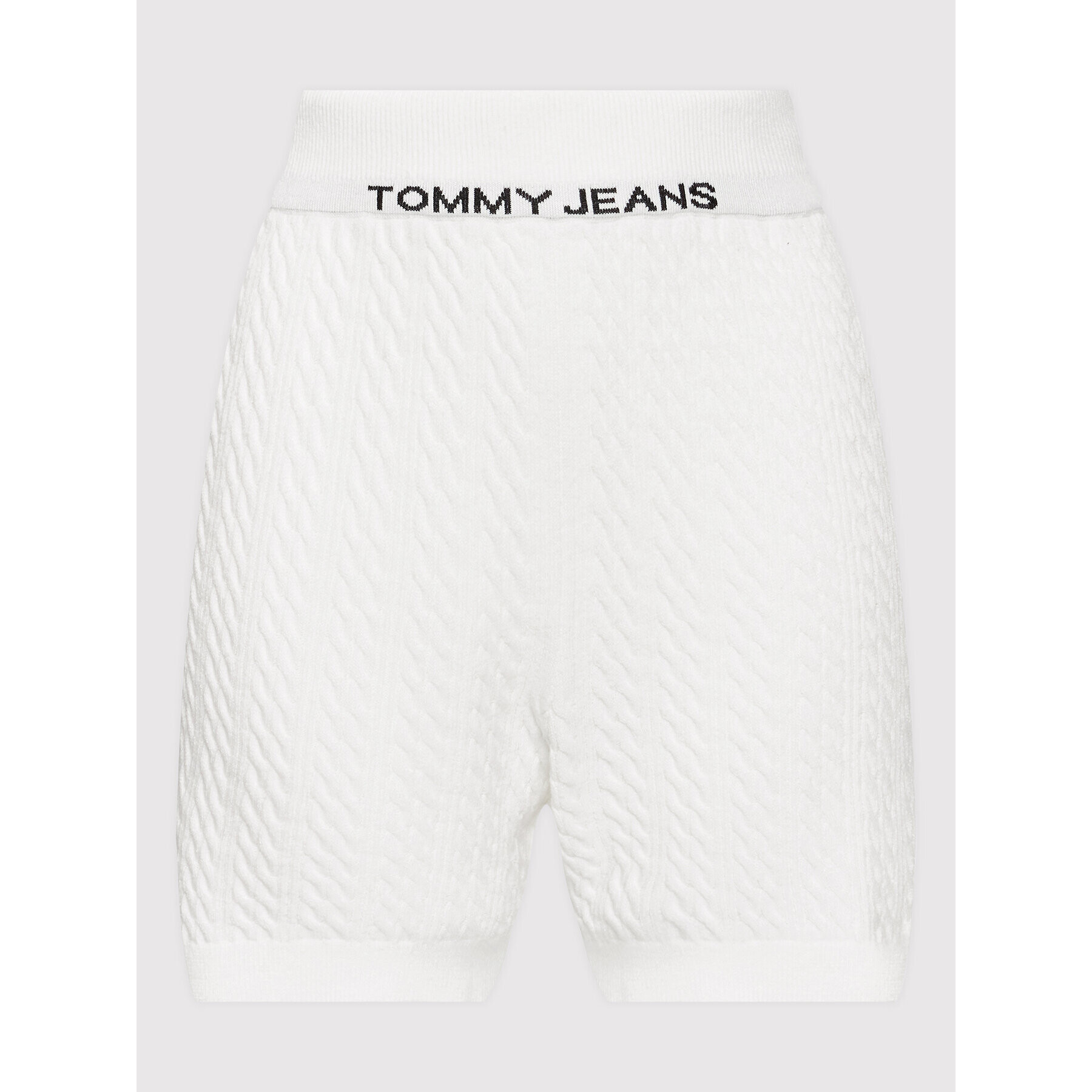 Tommy Jeans Pantaloni scurți sport Cable Knit DW0DW12629 Alb Slim Fit - Pled.ro