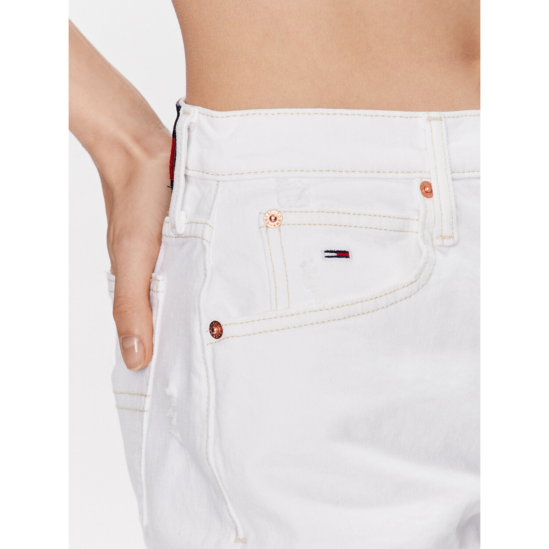 Tommy Jeans Pantaloni scurți de blugi DW0DW15611 Alb Regular Fit - Pled.ro